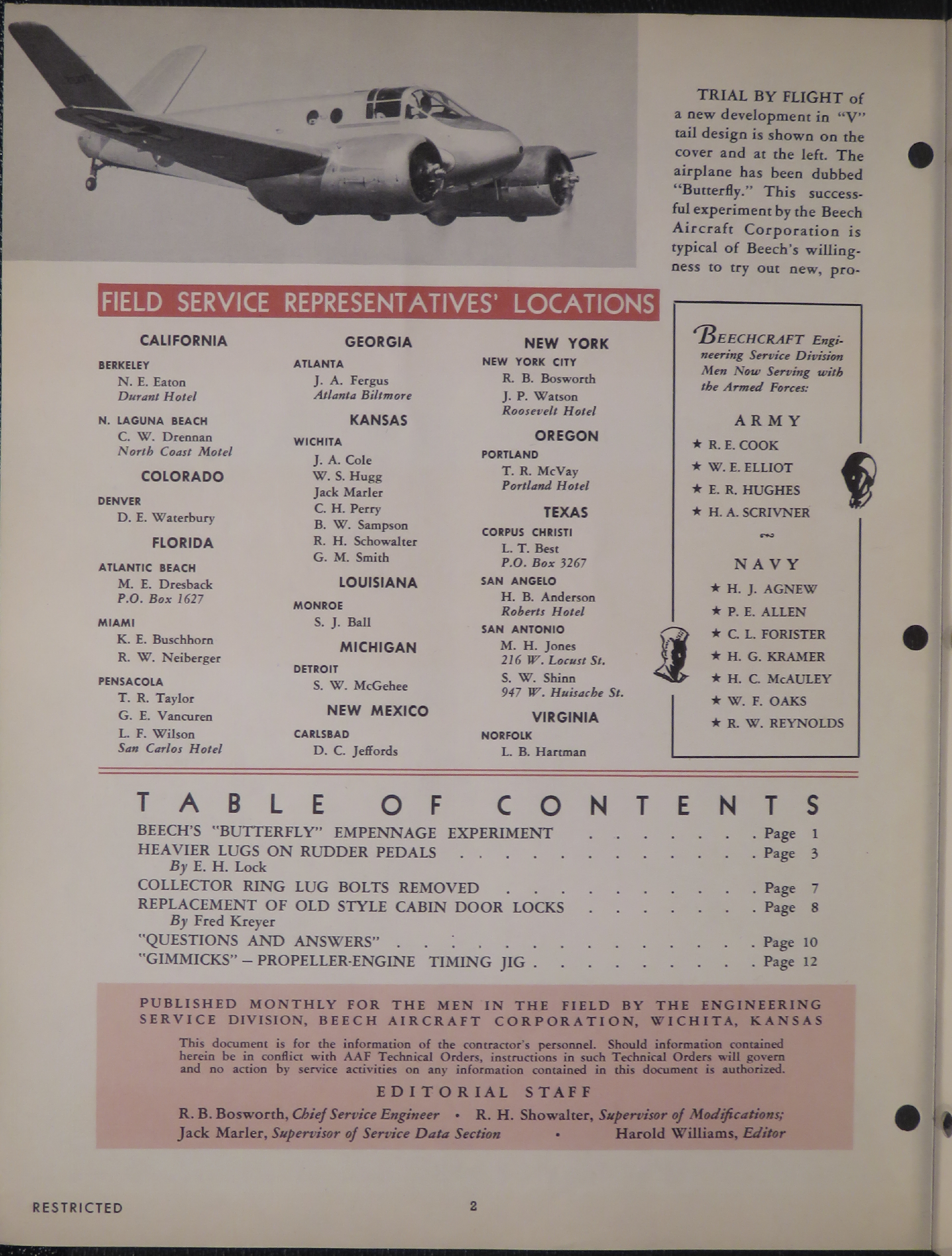 Sample page 2 from AirCorps Library document: Vol. II, No. 15 - Beechcraft Engineering Service