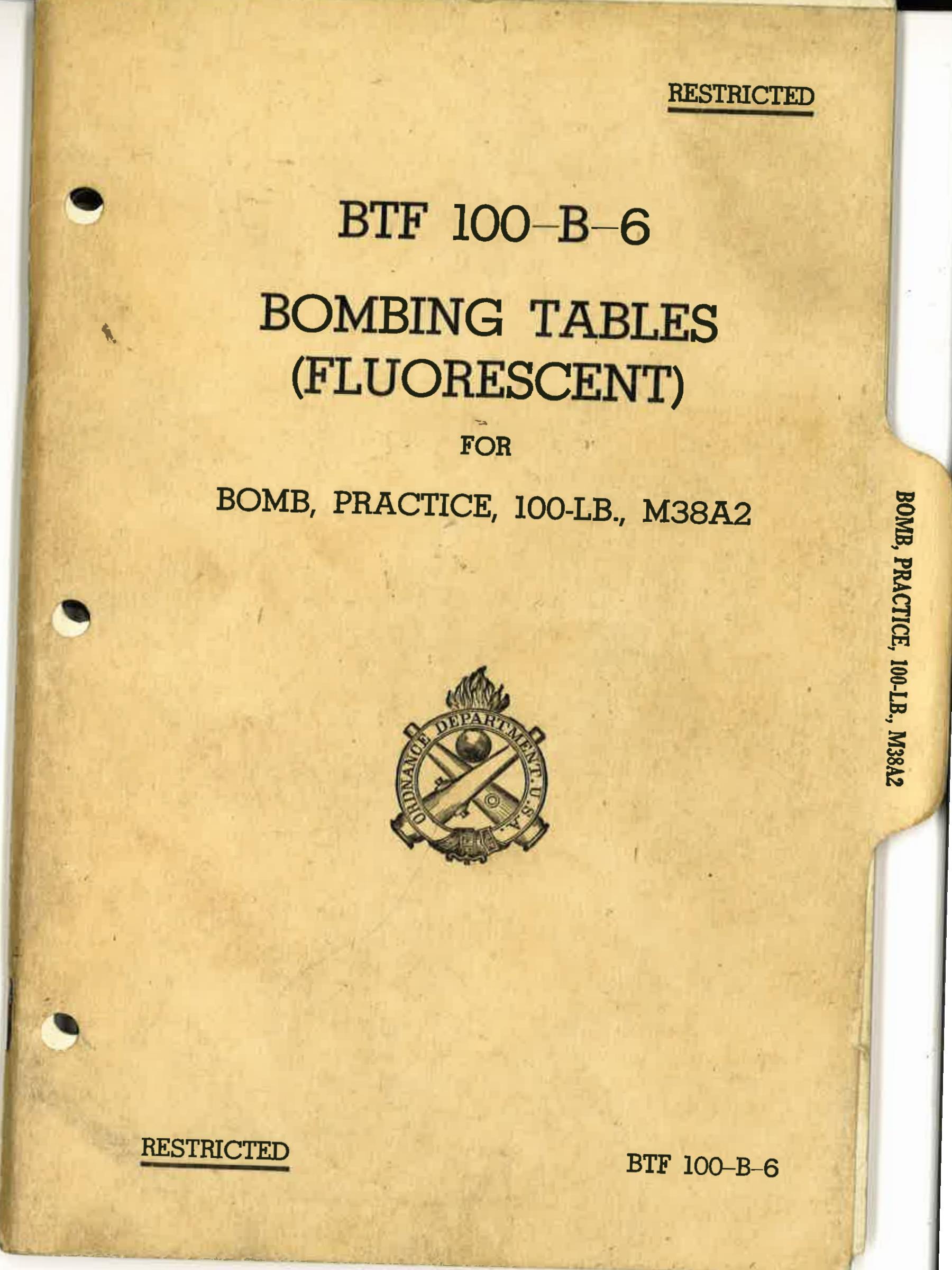 Sample page 1 from AirCorps Library document: Bombing Tables - Fluorescent - For Bomb Practice