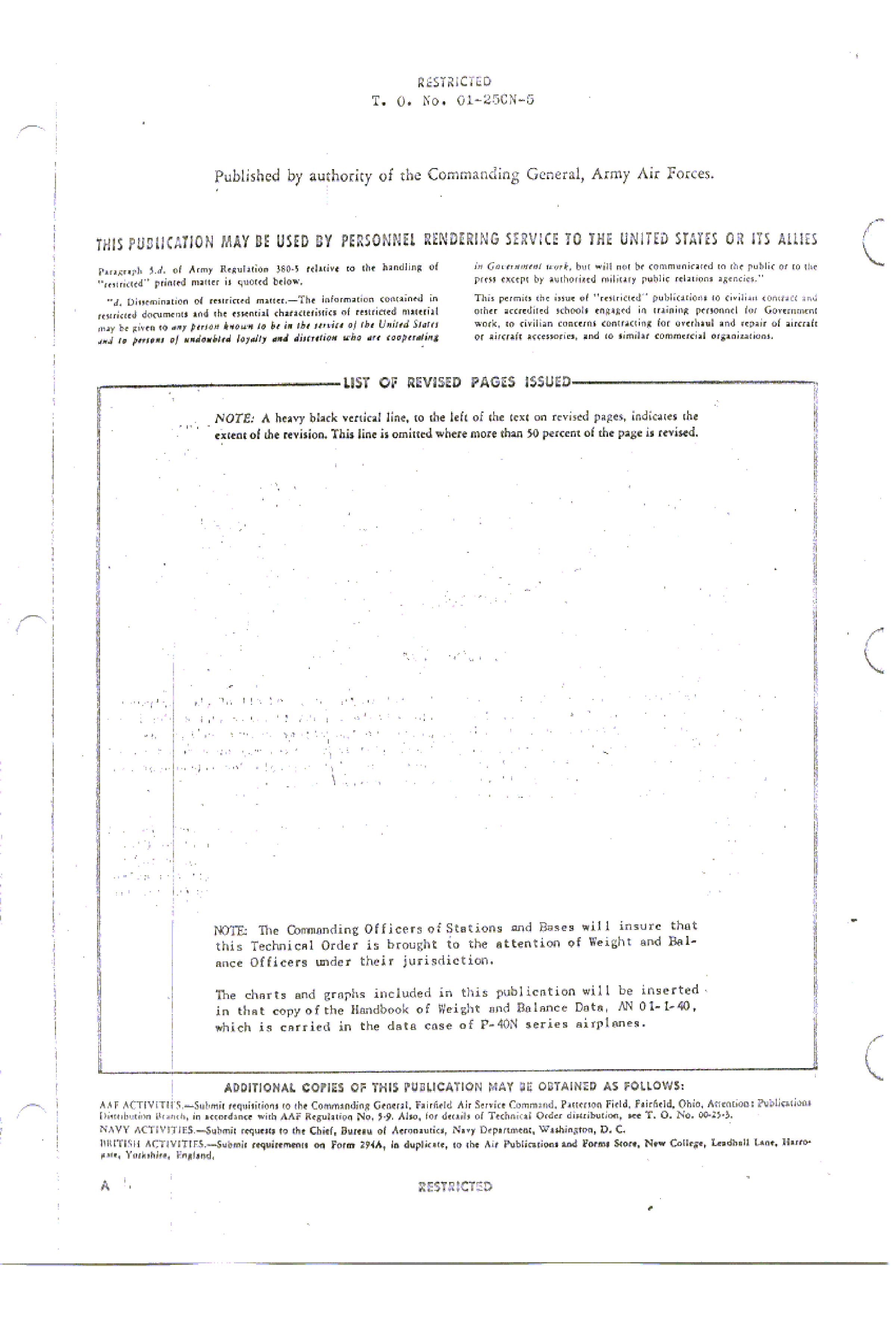 Sample page 2 from AirCorps Library document: Basic Weight Check List and Loading Data - P-40N