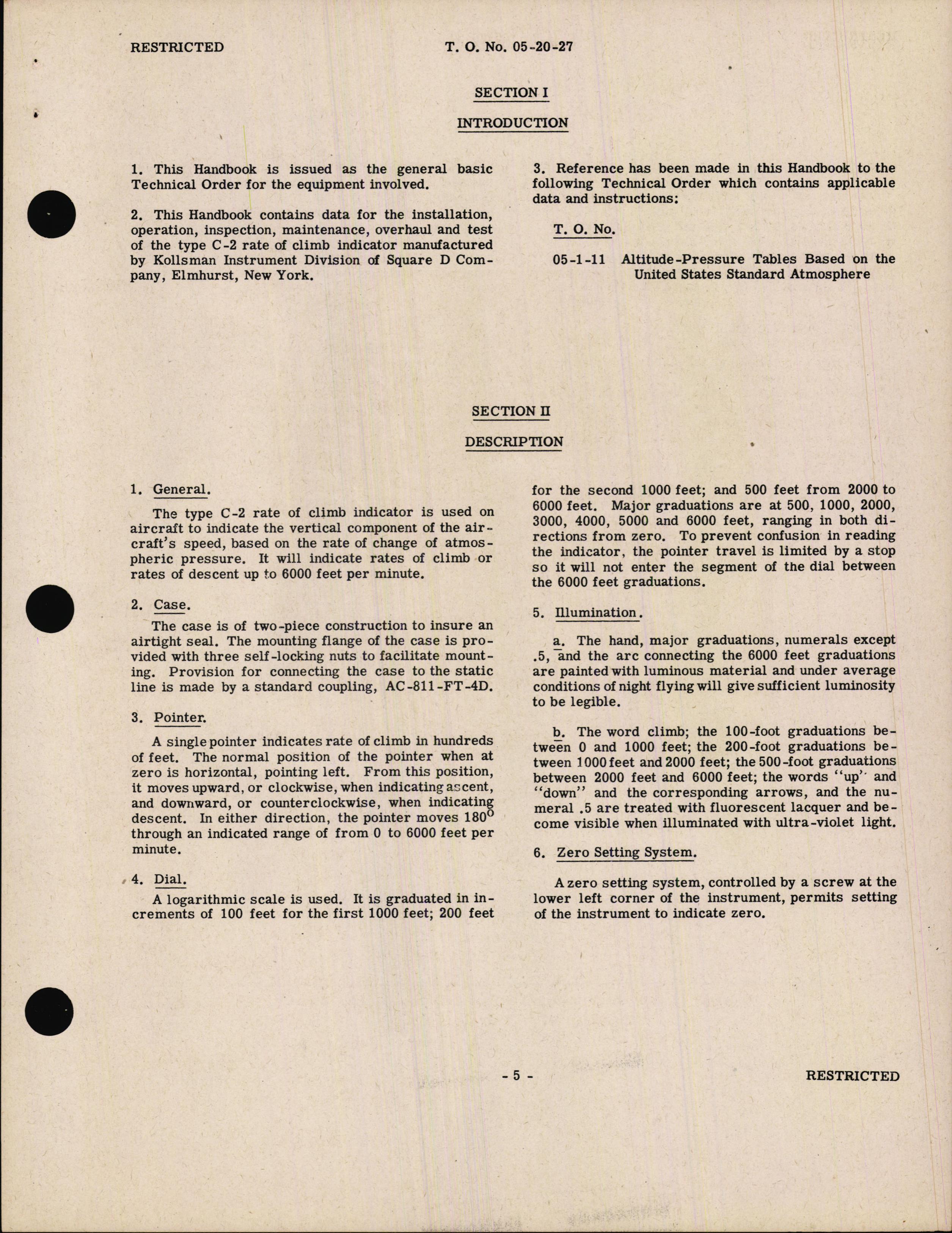 Sample page 7 from AirCorps Library document: Handbook of Instructions with Parts Catalog for Type C-2 Rate of Climb Indicator
