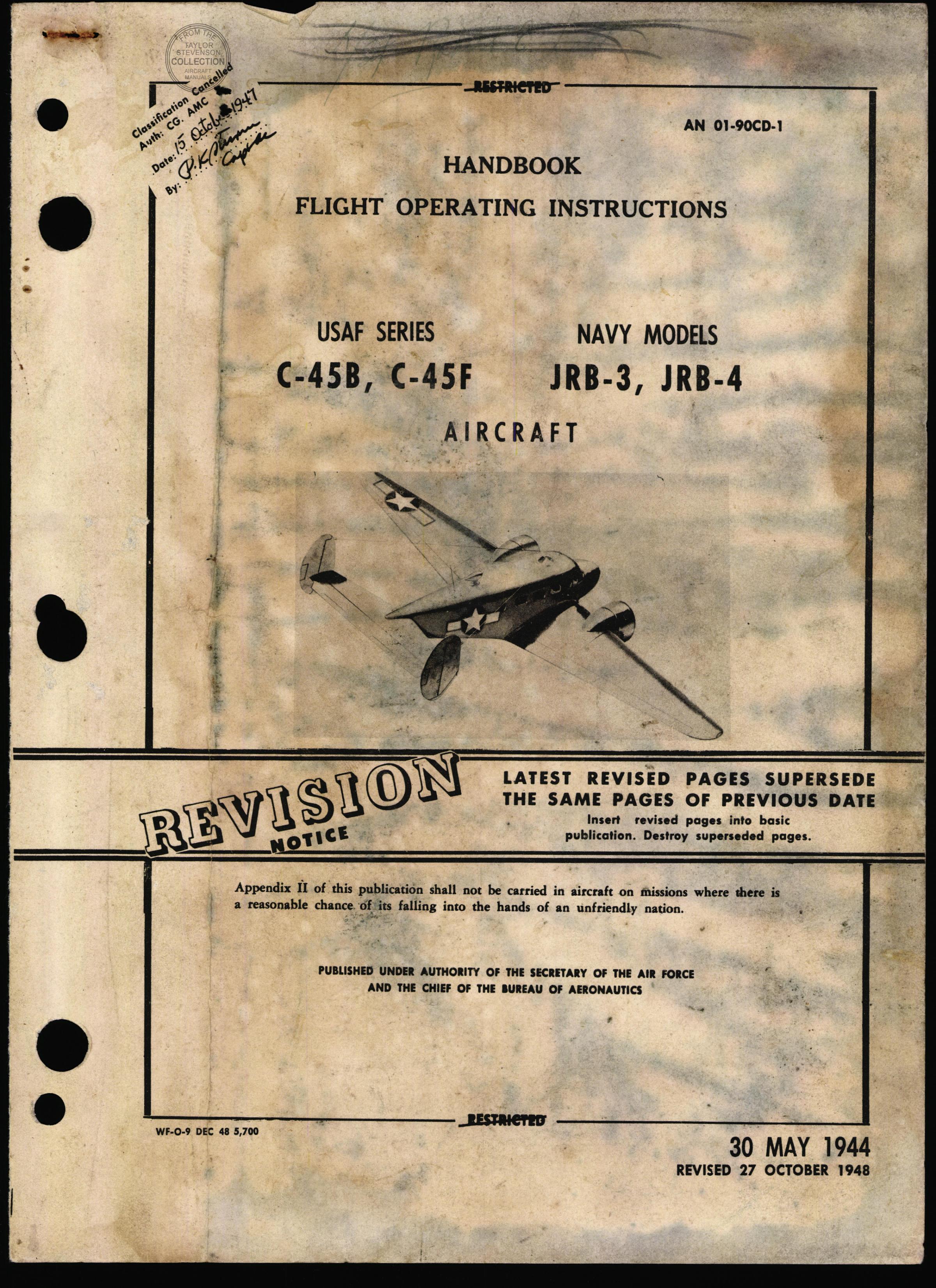 Sample page 1 from AirCorps Library document: Flight Operating Instructions - C-45B - C-45F