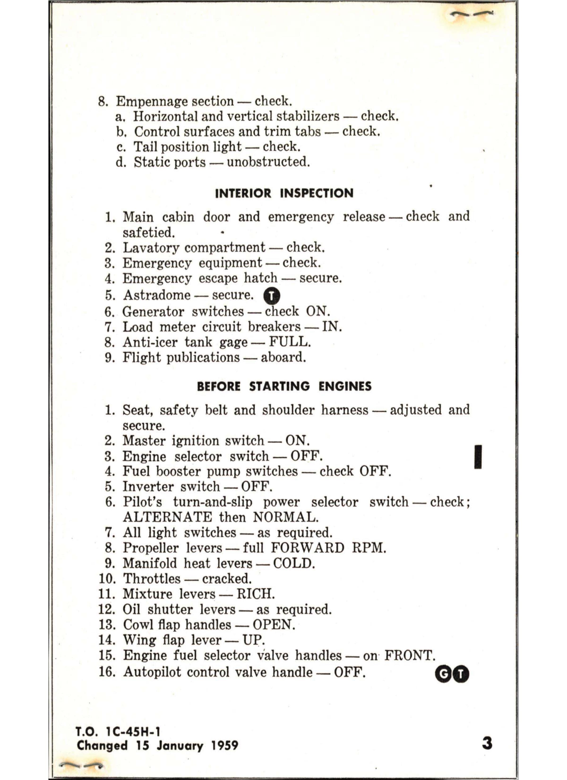 Sample page  3 from AirCorps Library document: C-45H & TC-45H Checklist - Pilots & Copilots