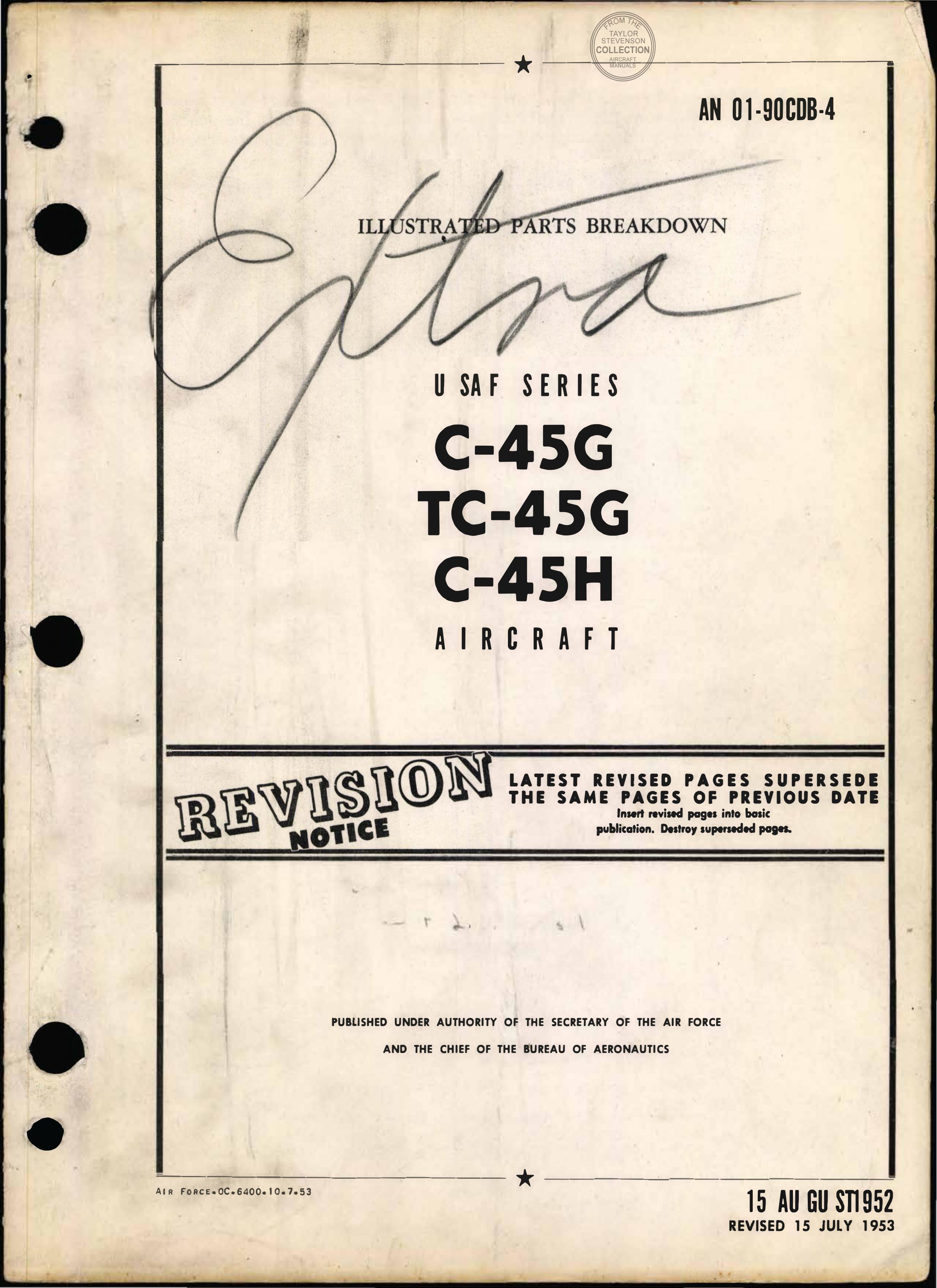 Sample page 1 from AirCorps Library document: Illustrated Parts Breakdown - C-45G - C-45H