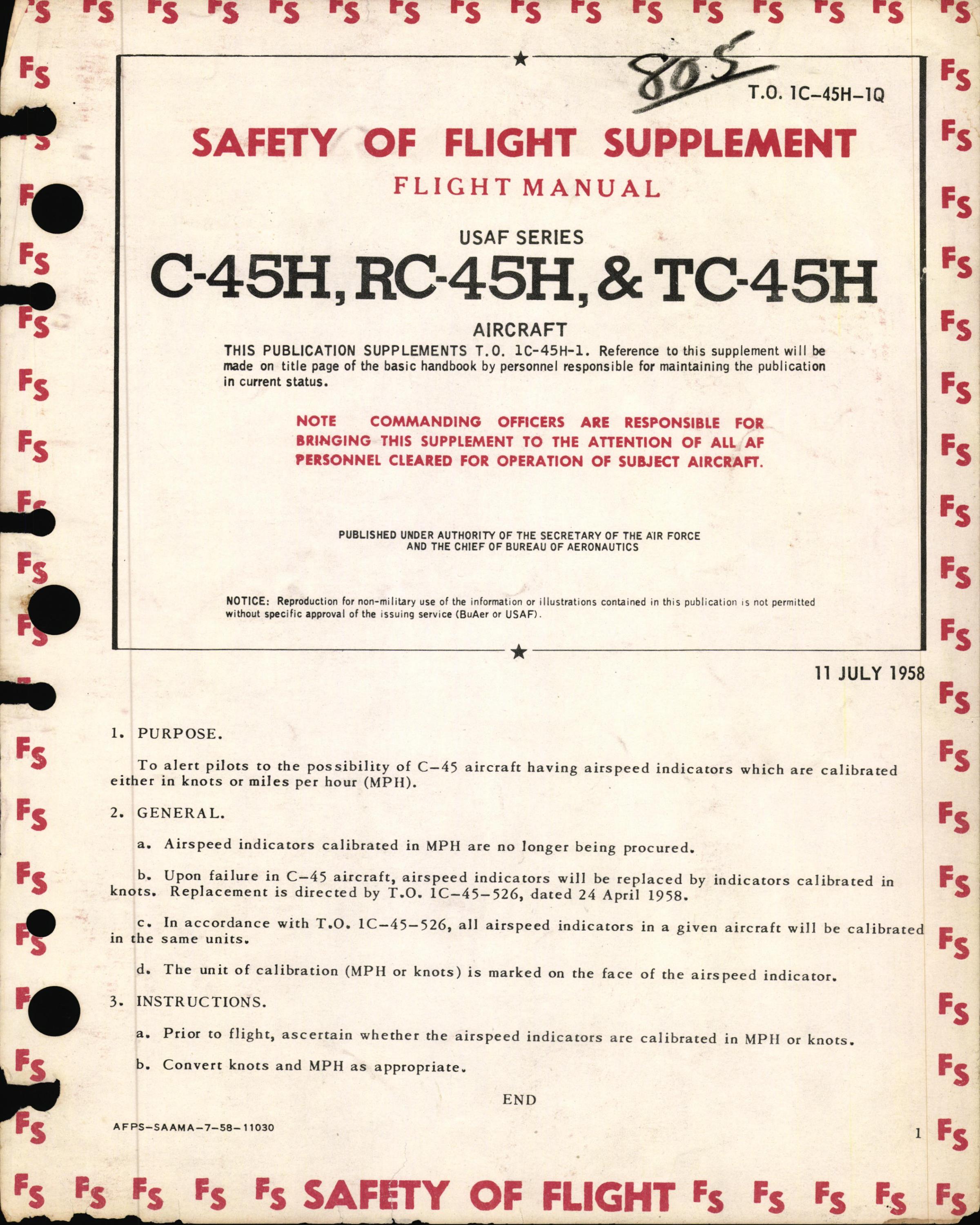 Sample page  4 from AirCorps Library document: C-45 Safety of Flight Supplement