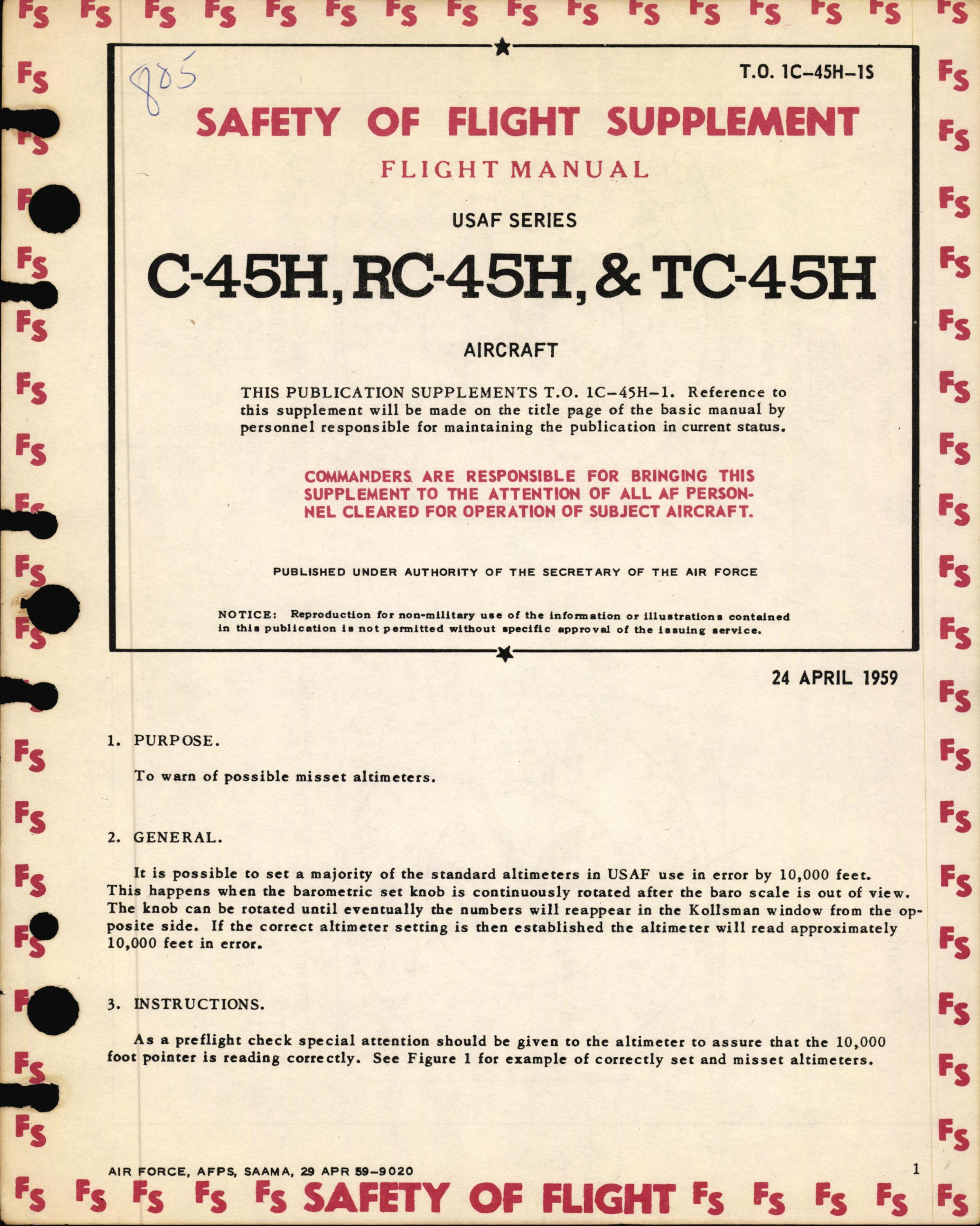 Sample page  5 from AirCorps Library document: C-45 Safety of Flight Supplement