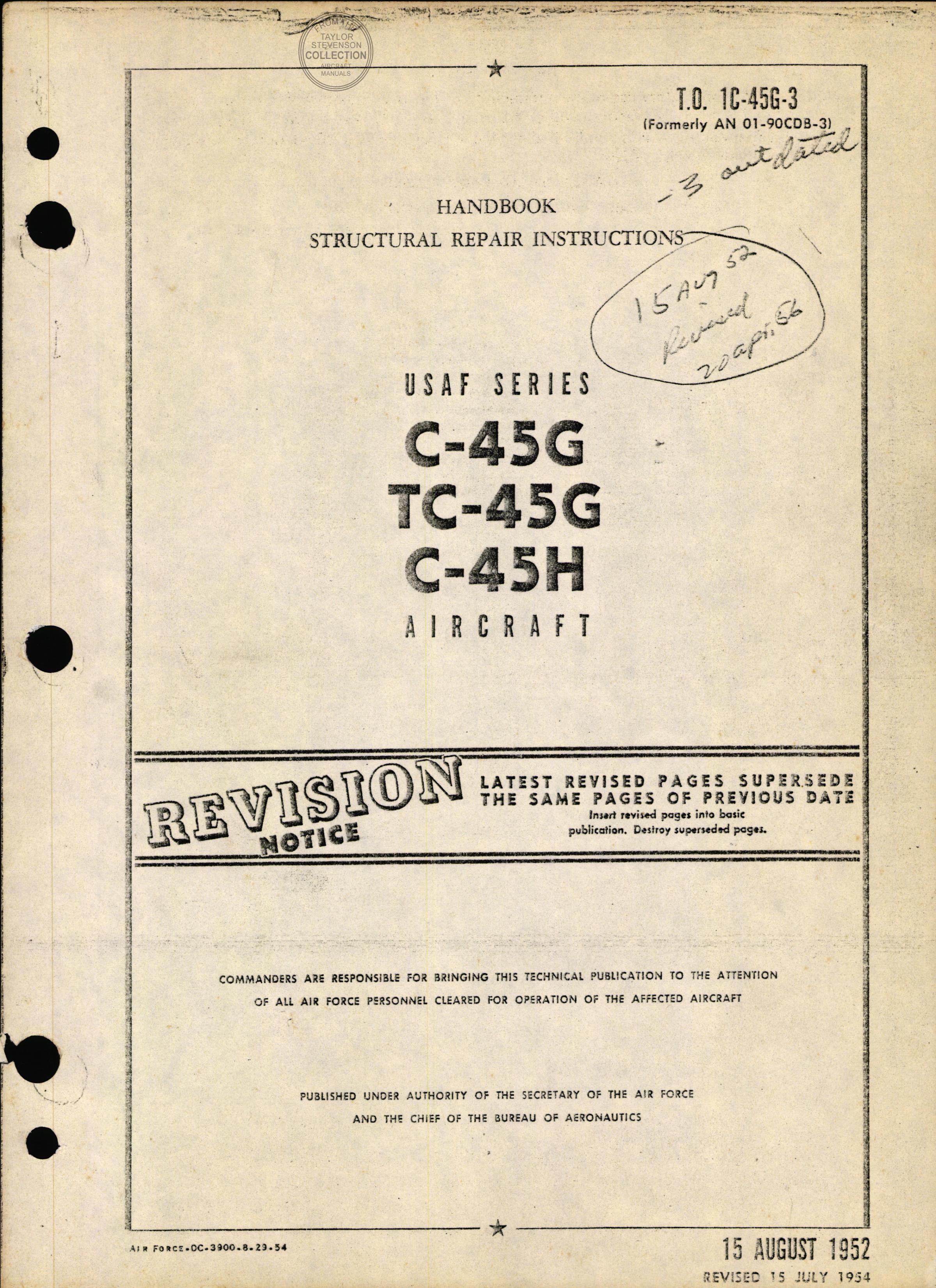 Sample page 1 from AirCorps Library document: Structural Repair Instructions - C-45G - C-45H