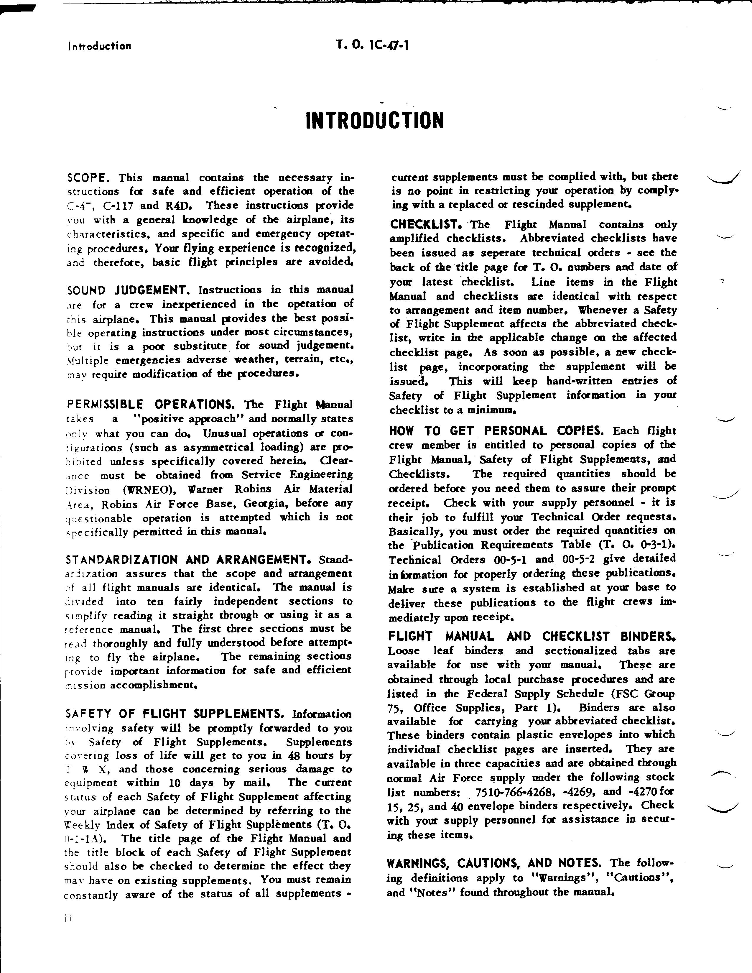 Sample page 4 from AirCorps Library document: Flight Manual for C-47, HC-47, C-117, R4D, and TC-47