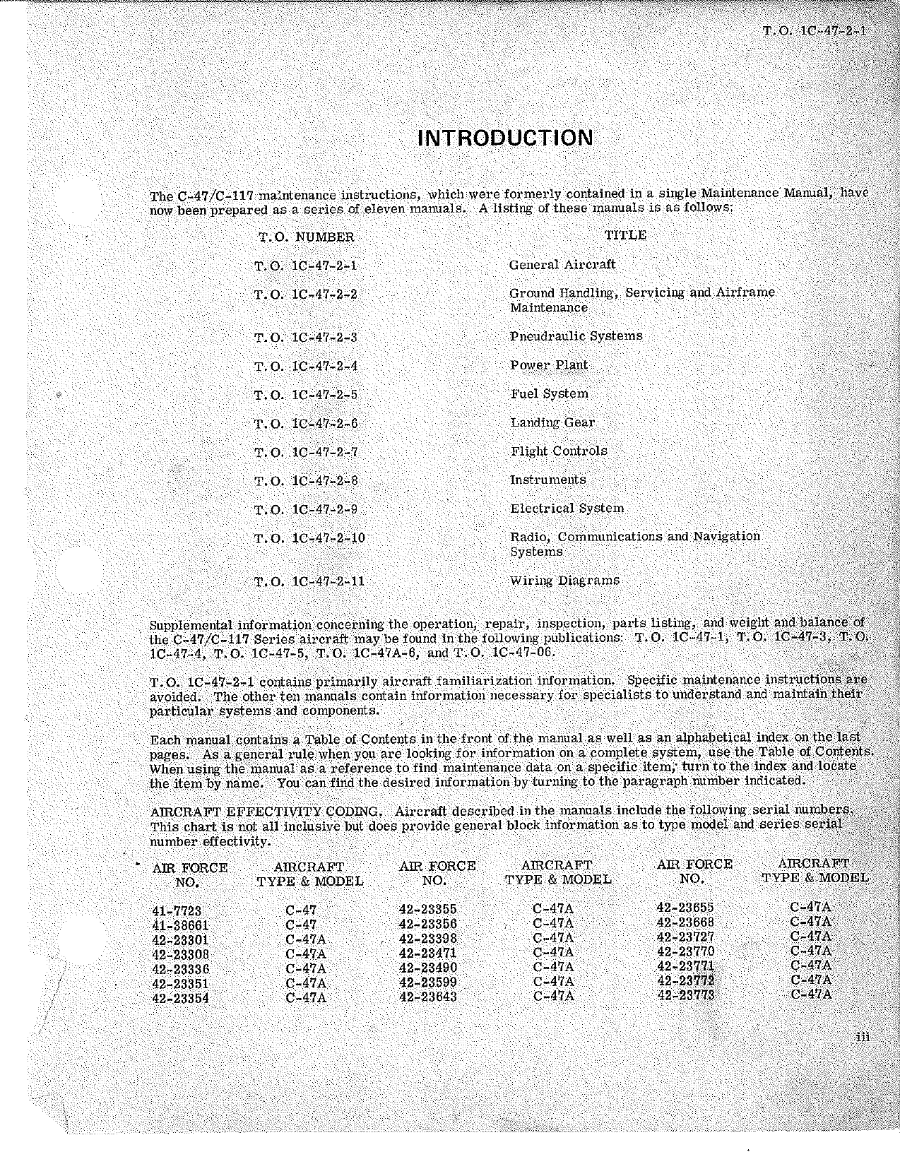 Sample page 5 from AirCorps Library document: Maintenance Instructions for C-47, C-47A, C-47B, C-47D, AC-47, EC-47, RC-47, C-117A, C-117B, and C-117C