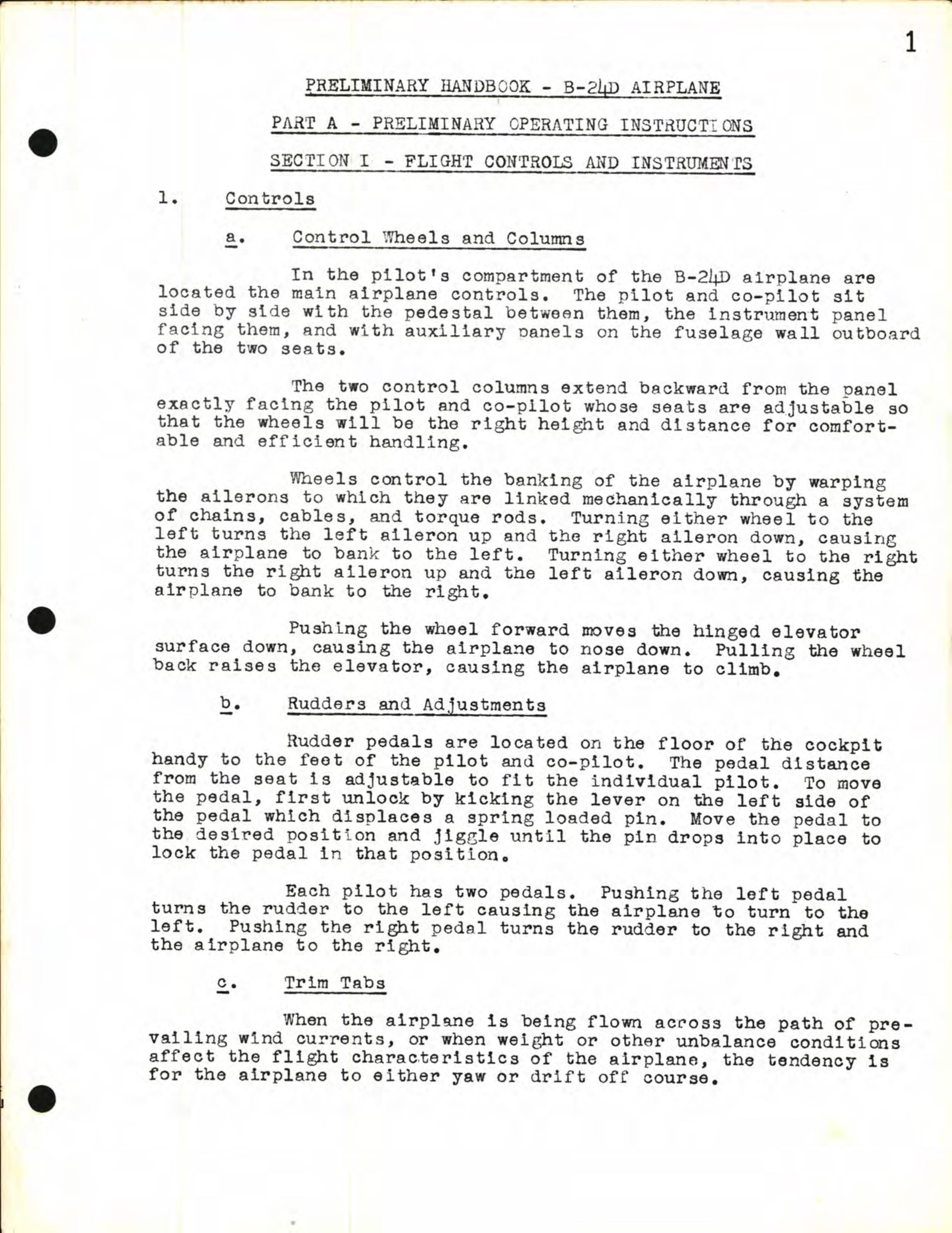 Sample page 11 from AirCorps Library document: Preliminary Handbook of Instructions for the B-24D