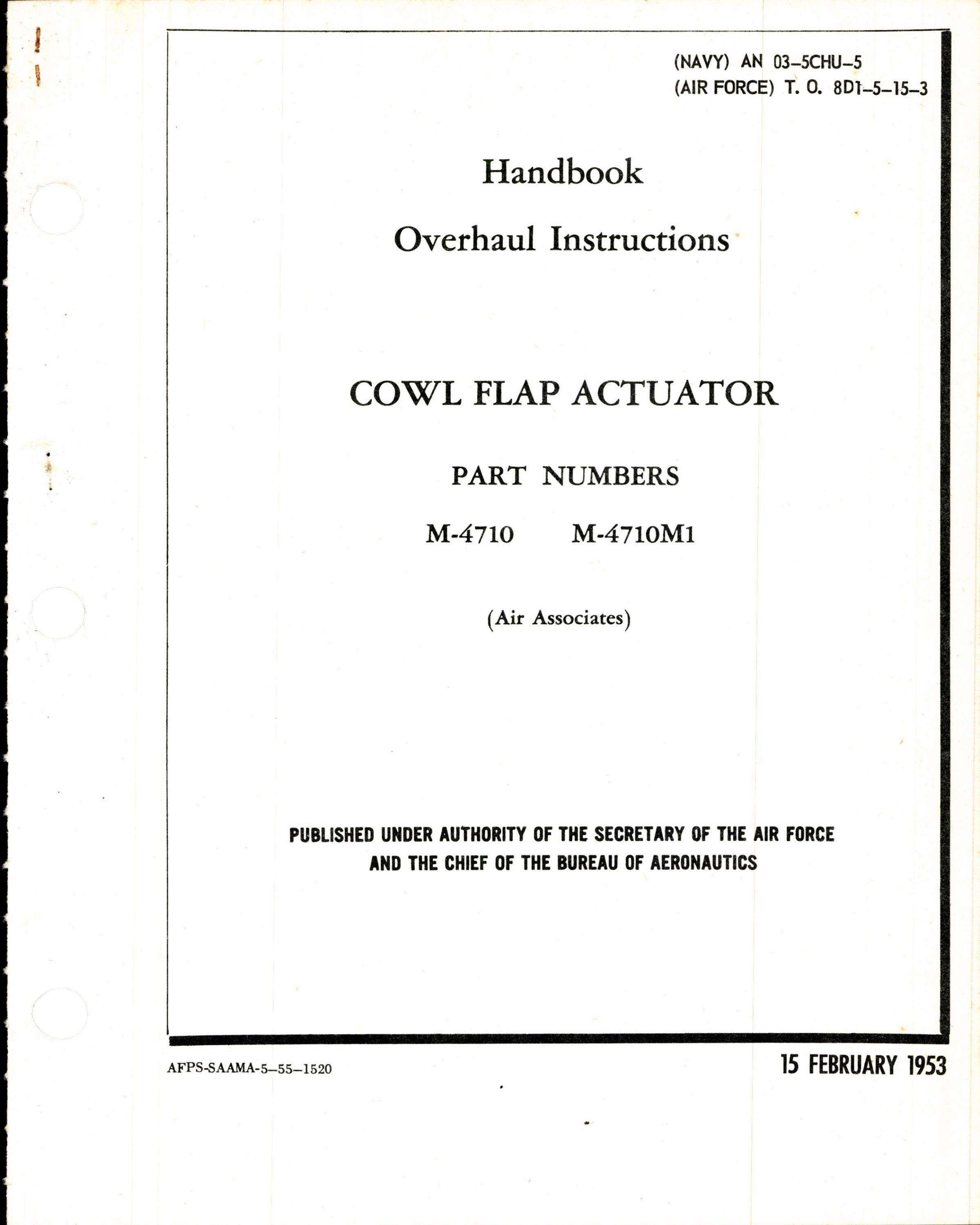Sample page 1 from AirCorps Library document: Overhaul Instructions Cowl Flap Actuator