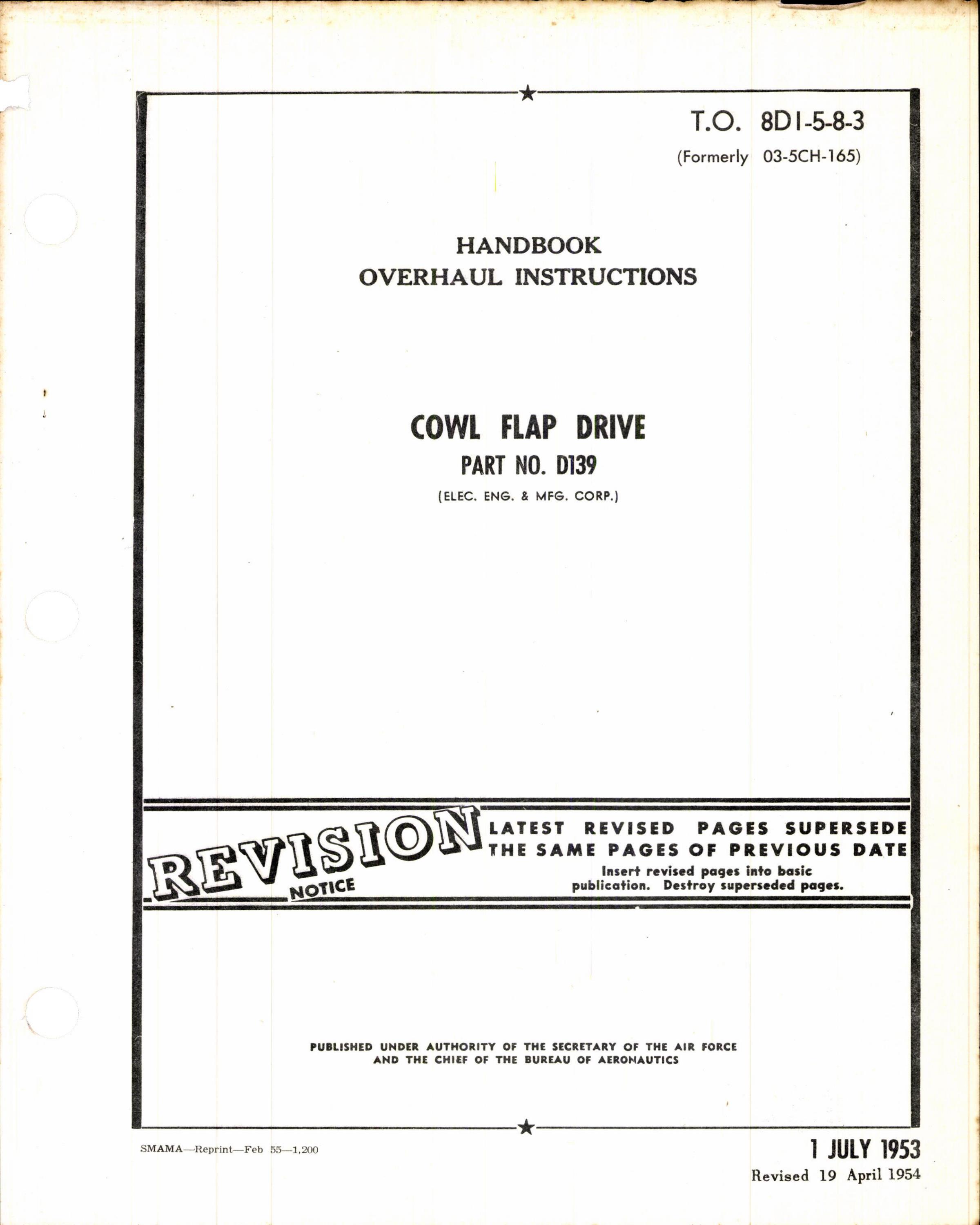 Sample page 1 from AirCorps Library document: Overhaul Instructions for Cowl Flap Drive Part No D139