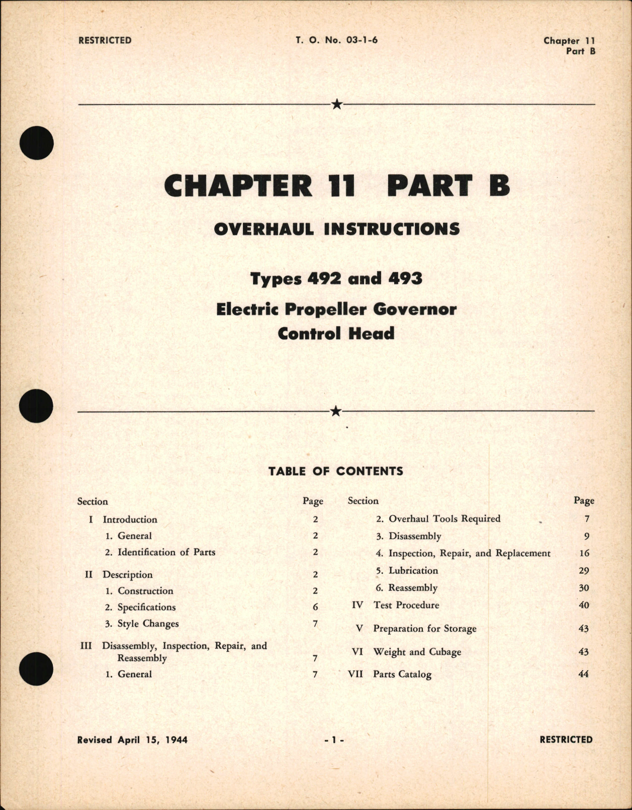 Sample page 1 from AirCorps Library document: Overhaul Instructions for Electric Propeller Governor Control Head