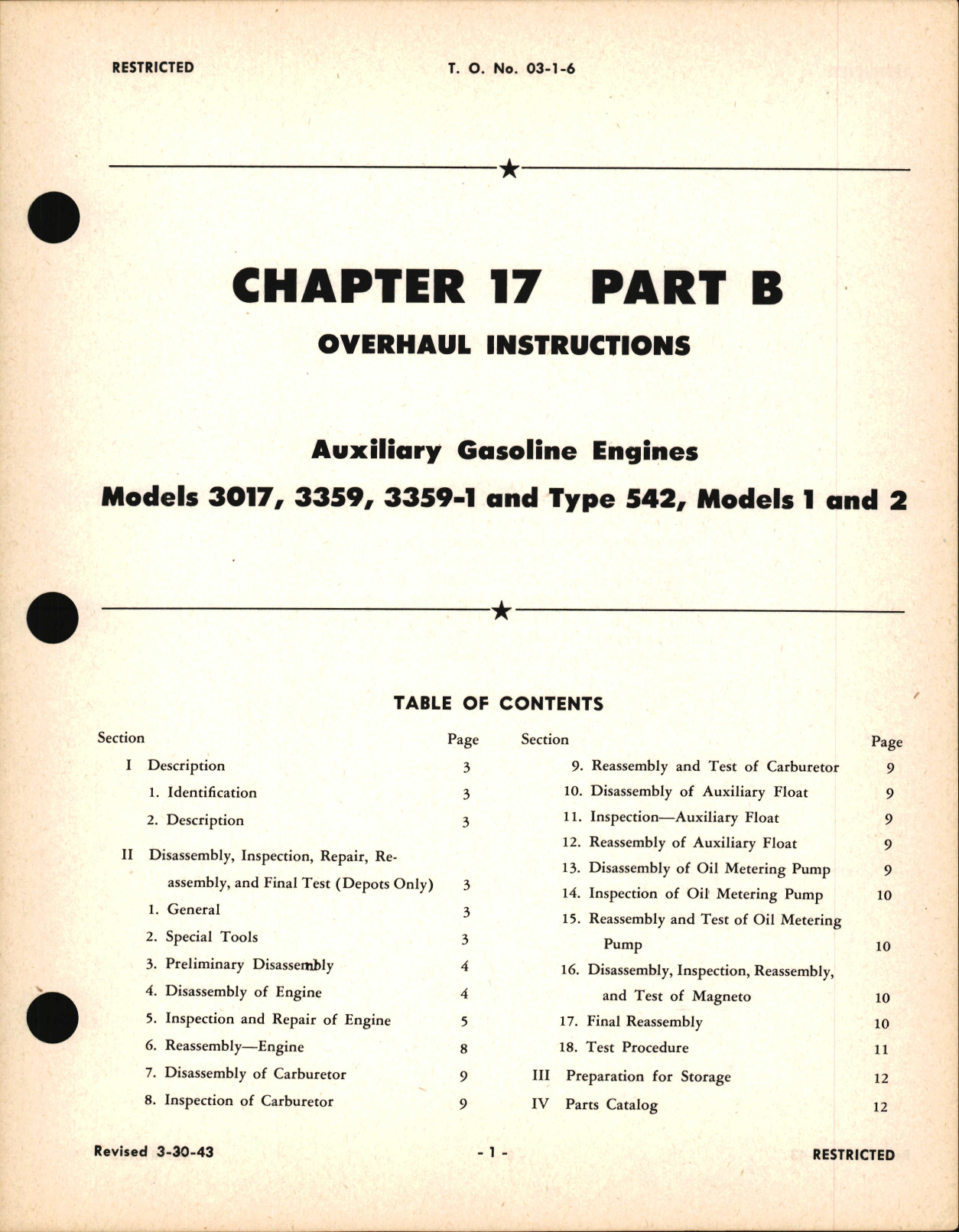 Sample page 1 from AirCorps Library document: Overhaul Instructions for Auxiliary Gasoline Engines