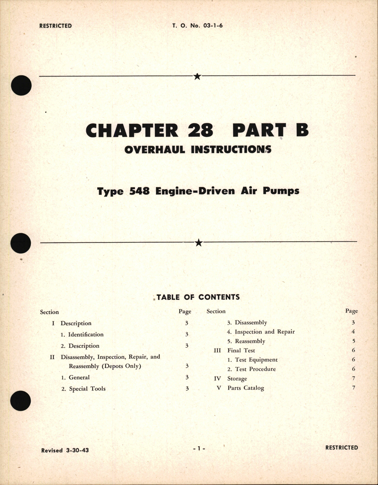 Sample page 1 from AirCorps Library document: Overhaul Instructions for Engine Driven Air Pumps Type 548