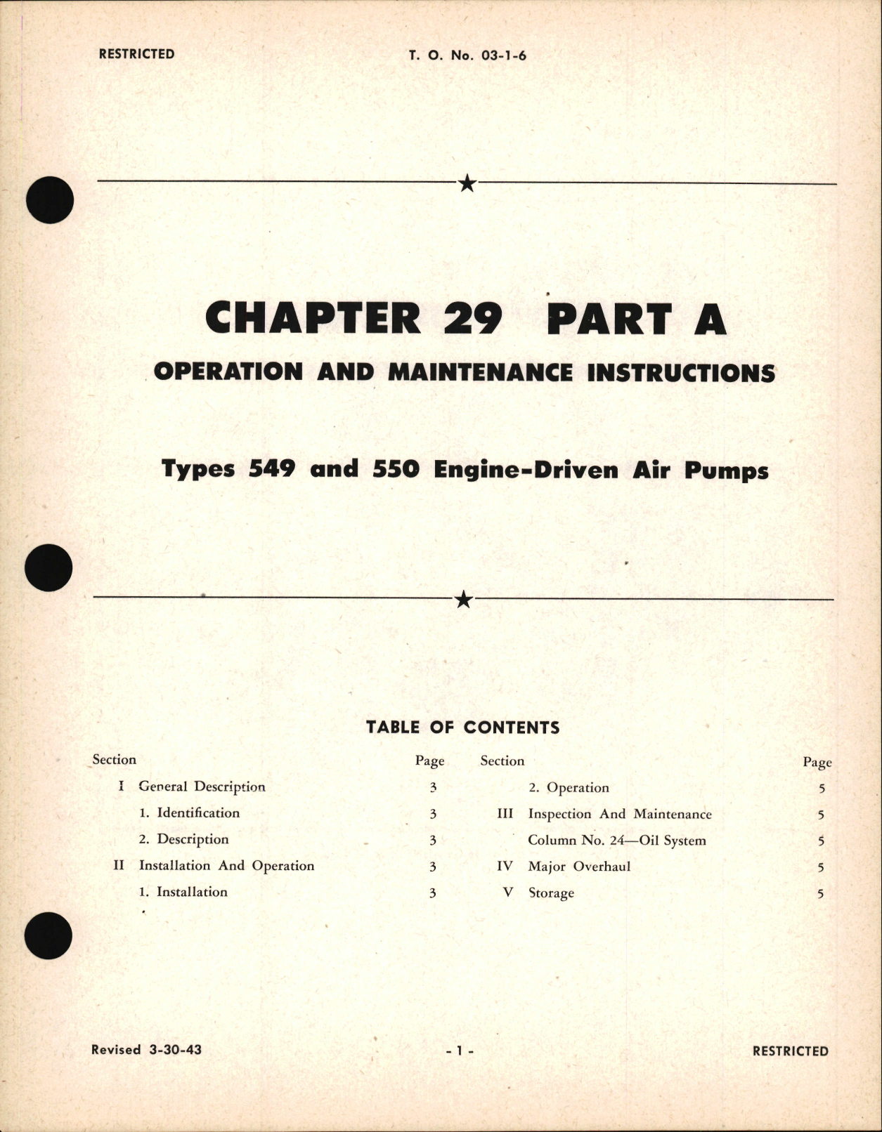 Sample page 1 from AirCorps Library document: Operation and Maintenance Instructions for Engine-Driven Air Pumps, Types 549 & 550