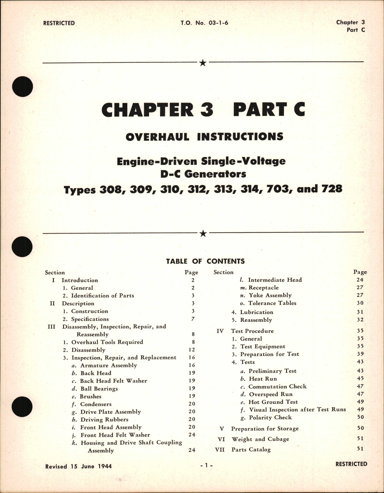 Sample page 1 from AirCorps Library document: Overhaul Instructions for Engine Driven Single Voltage D-C Generators