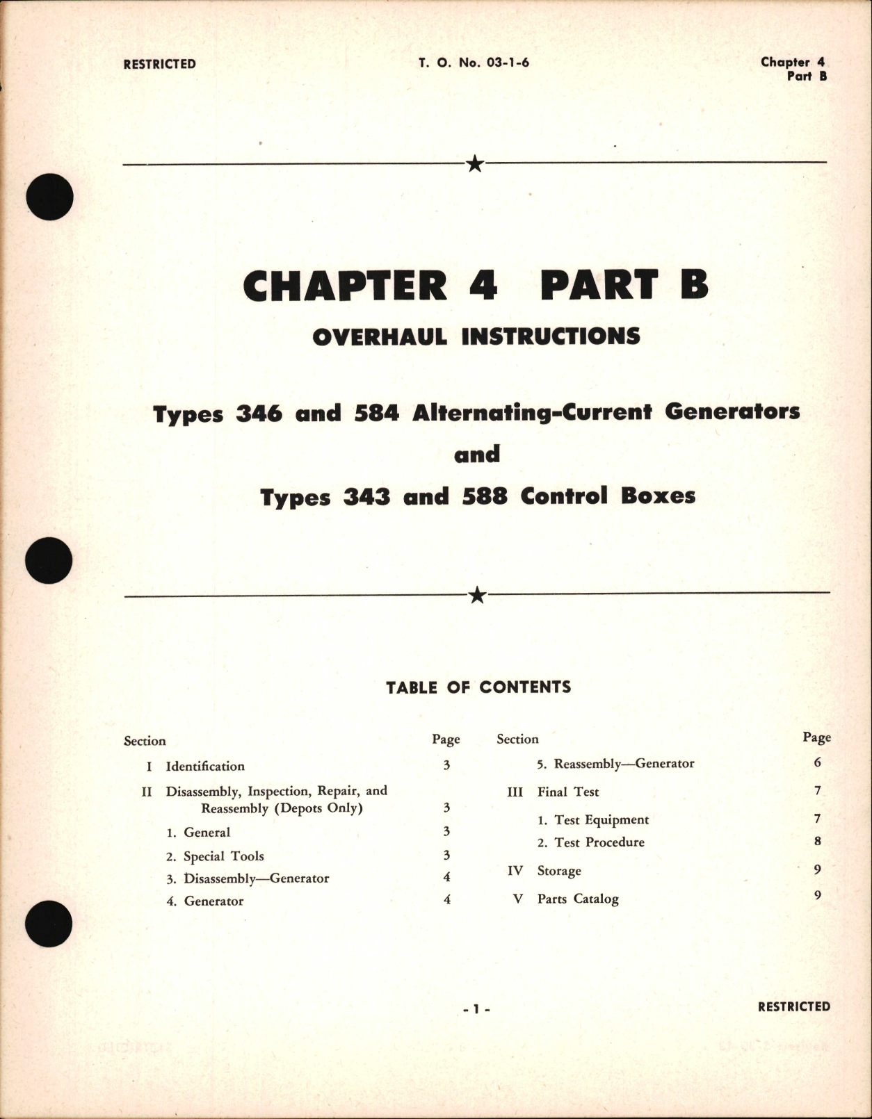 Sample page 1 from AirCorps Library document: Overhaul Instructions for Alternating Current Generators and Control Boxes