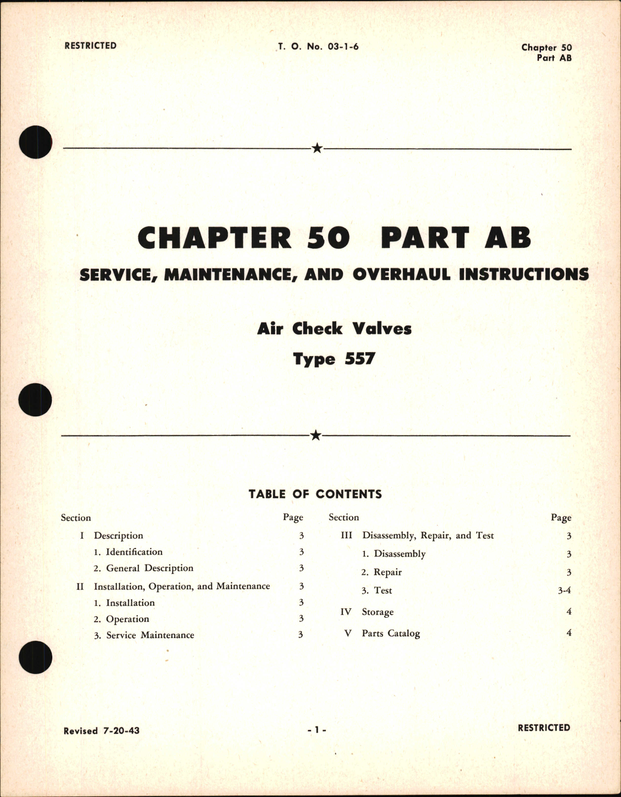 Sample page 1 from AirCorps Library document: Service, Maintenance & Overhaul Instructions for Air Check Valves, Chapter 50 Part AB