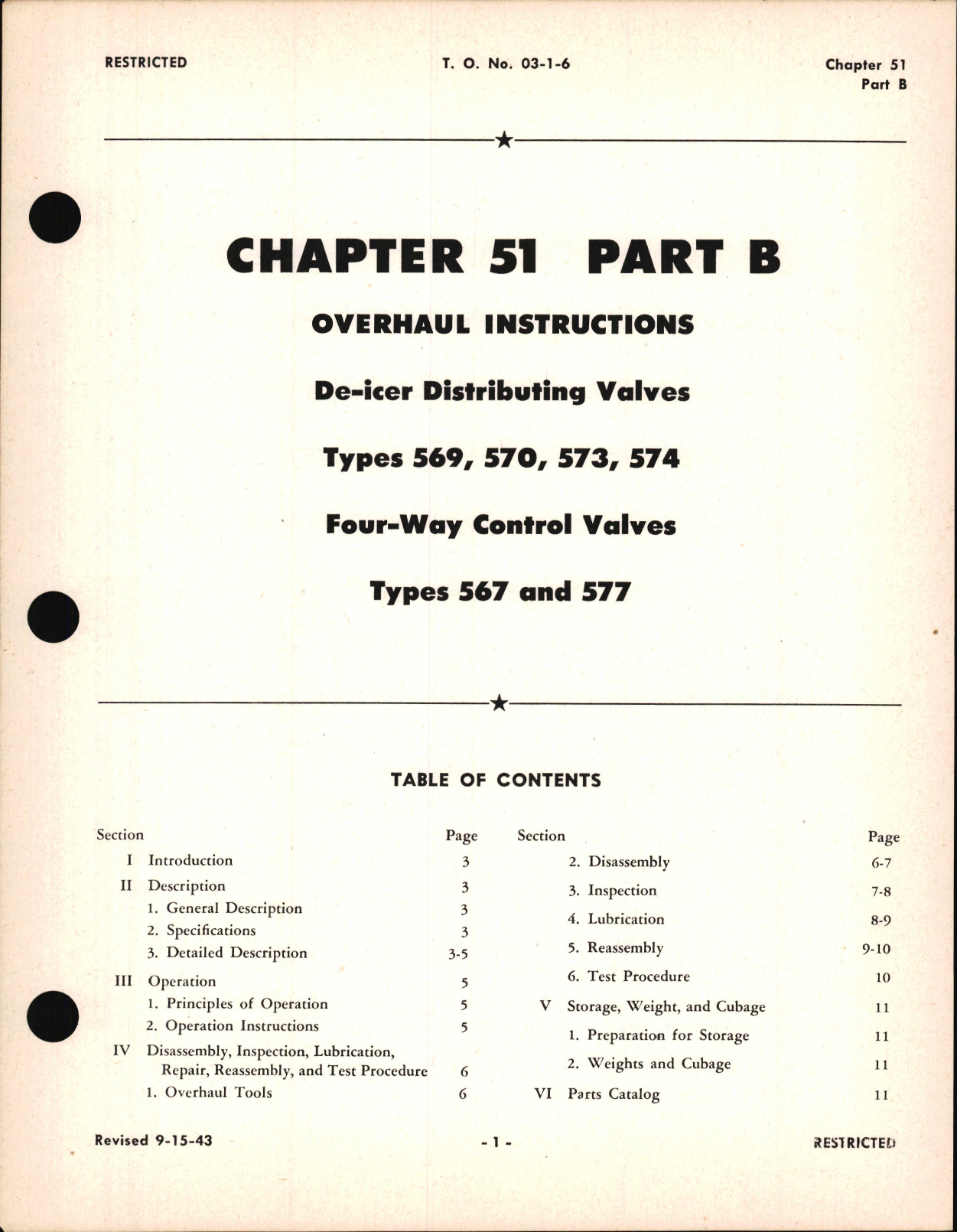 Sample page 1 from AirCorps Library document: Overhaul Instructions for De-Icer Distributing Valves and Four-Way Control Valves, Ch 51 Part B