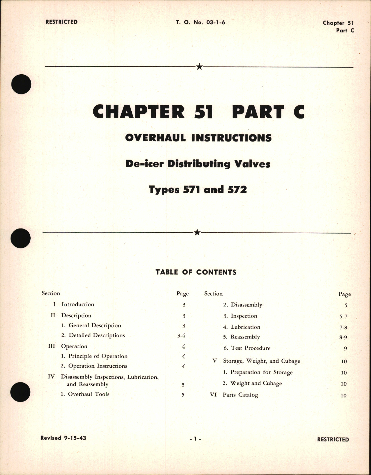 Sample page 1 from AirCorps Library document: Overhaul Instructions for De-Icer Distributing Valves, Ch 51 Part C