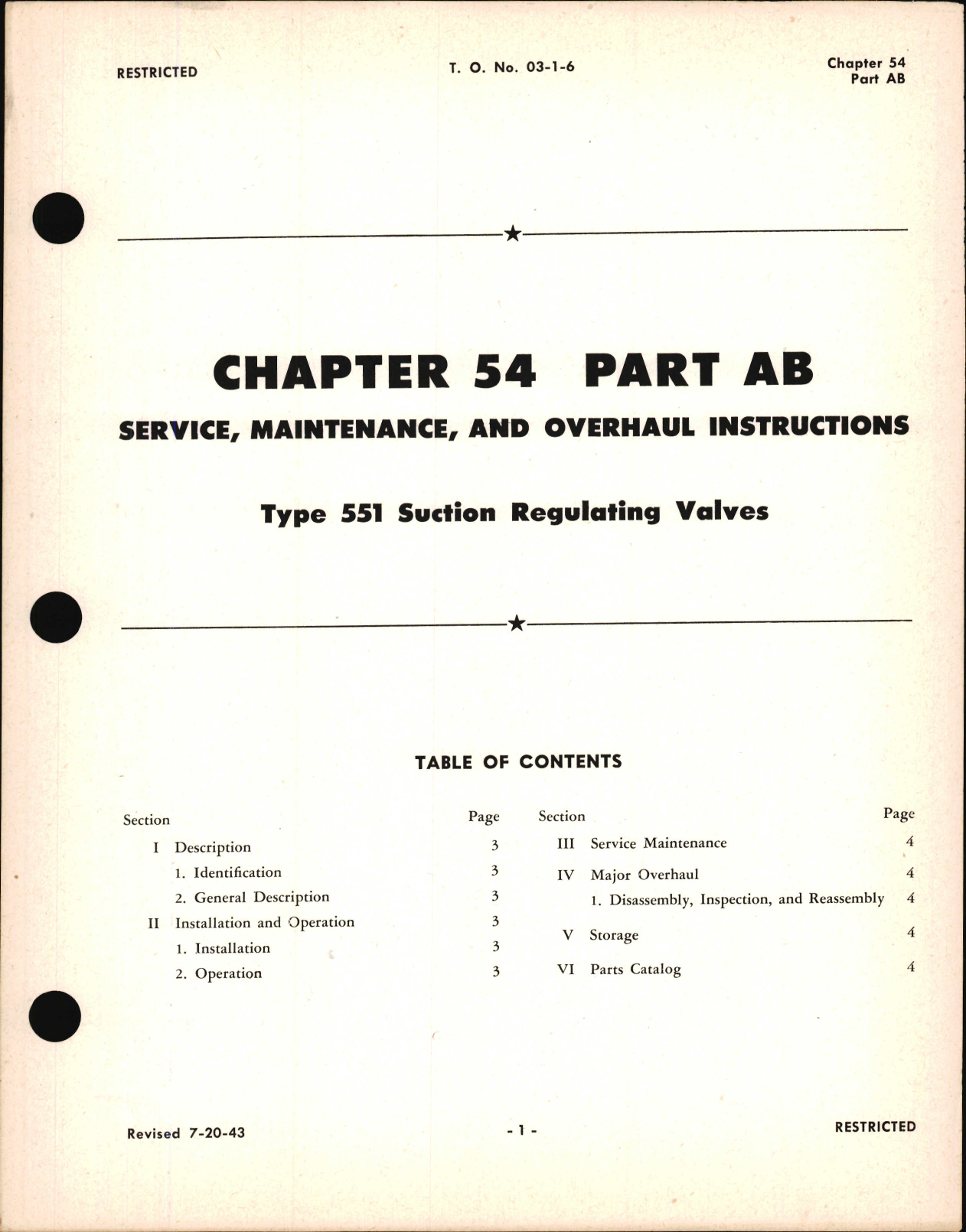 Sample page 1 from AirCorps Library document: Service, Maintenance and Overhaul Instructions for Suction Regulating Valves, Type 551, Ch 54 Part AB