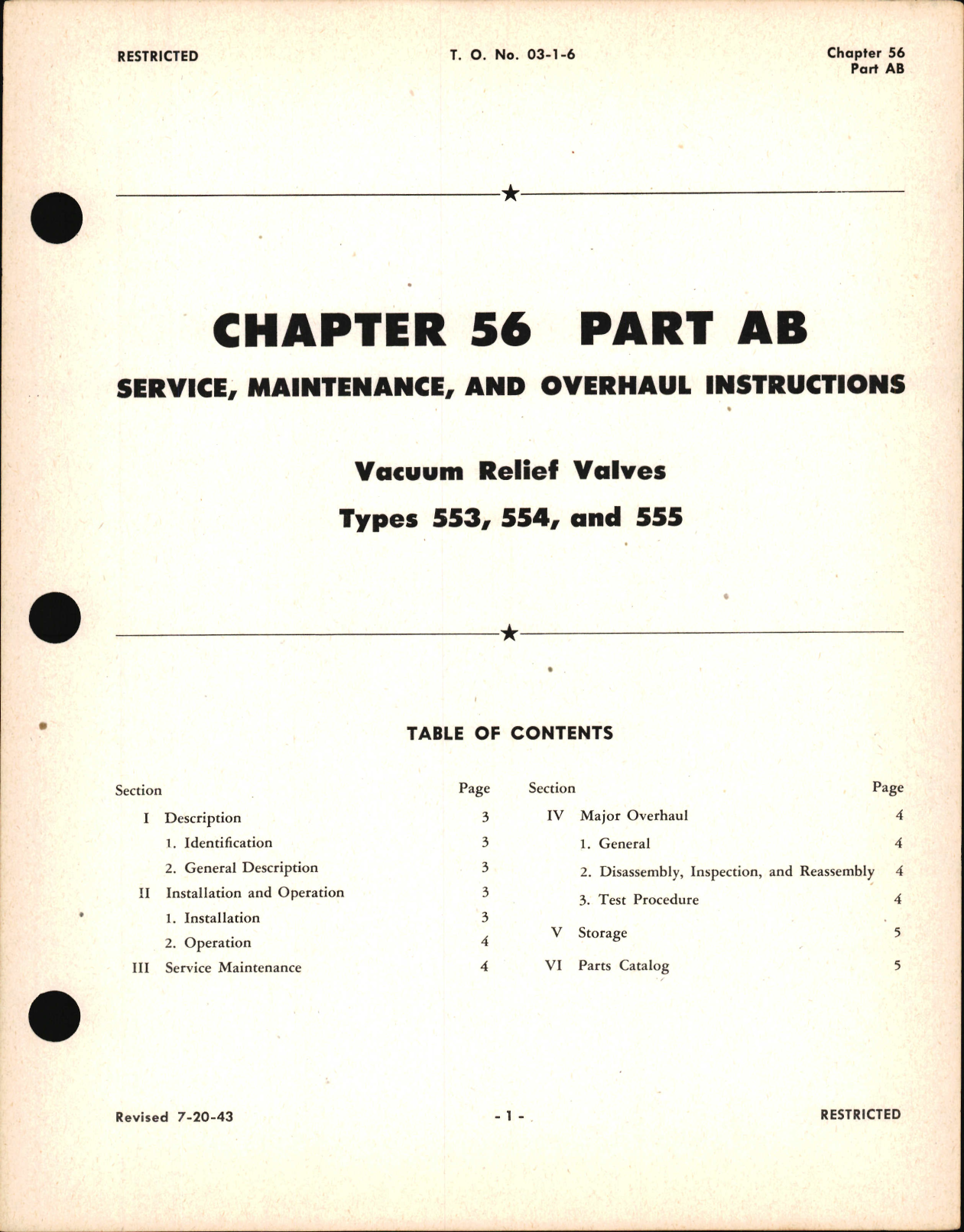 Sample page 1 from AirCorps Library document: Service, Maintenance and Overhaul Instructions for Vacuum Relief Valves, Ch 56 Part AB