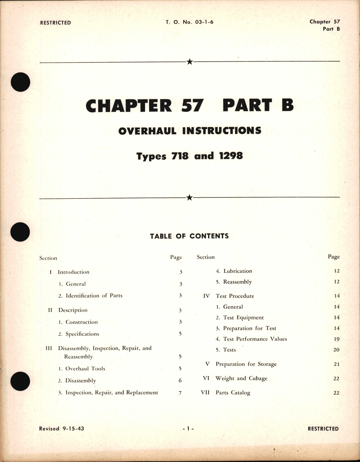 Sample page 1 from AirCorps Library document: Overhaul Instructions for Types 718 & 1298 D-C Generators, Ch 57 Part B