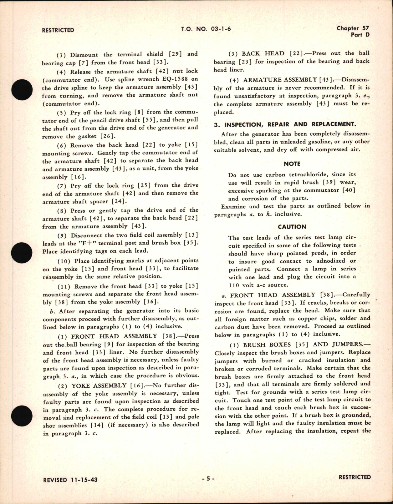 Sample page 5 from AirCorps Library document: Overhaul Instructions for Engine Driven Single Voltage High Field Current D.C. Generator, Ch 57 Part D