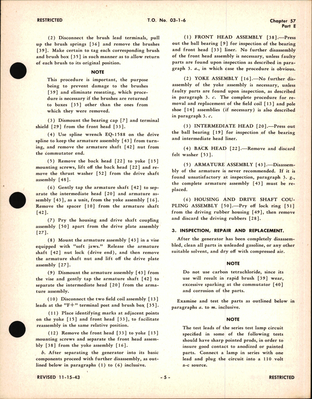 Sample page 5 from AirCorps Library document: Overhaul Instructions for Engine Driven Single Voltage High Field Current D.C. Generator, Ch 57 Part E