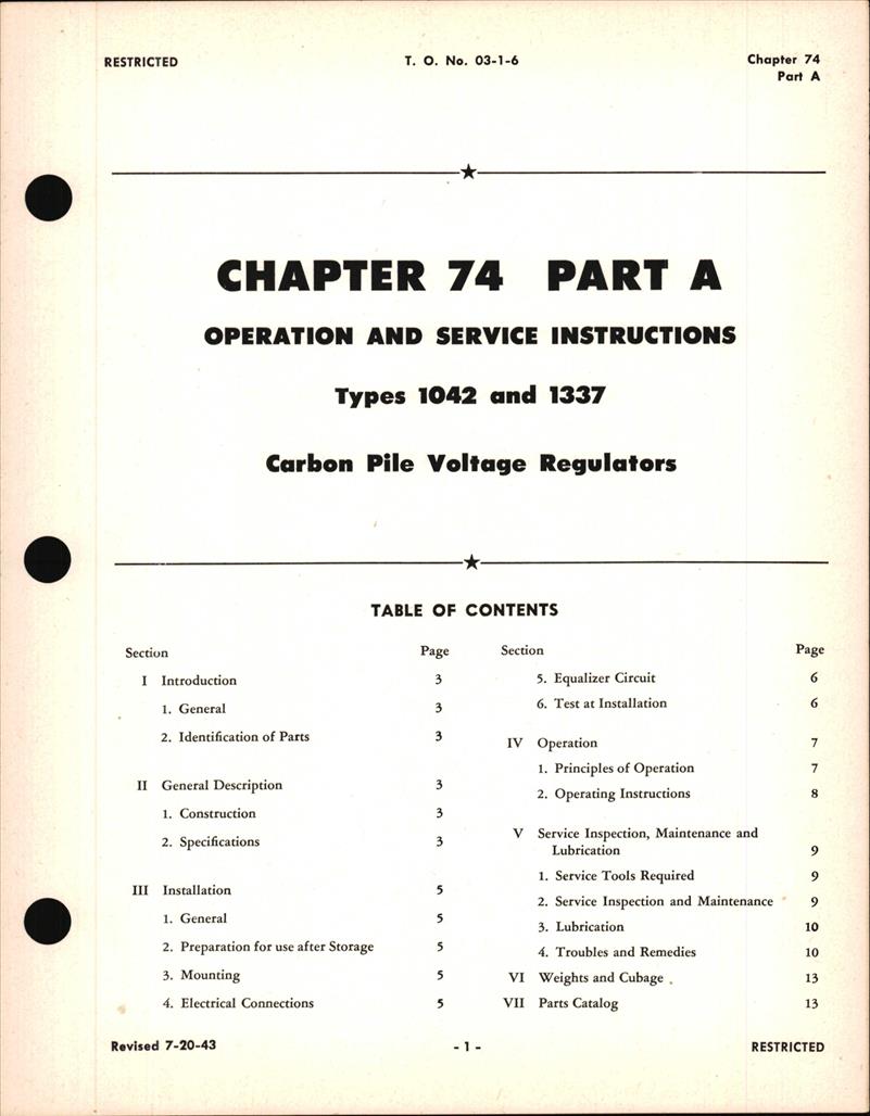 Operation and Service Instructions for Carbon Pile Voltage Regulators
