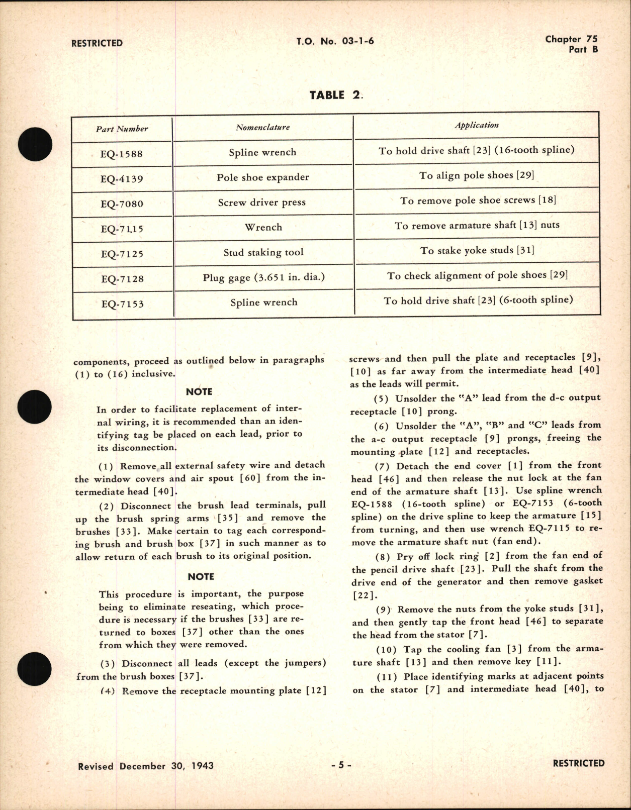 Sample page 5 from AirCorps Library document: Overhaul Instructions for A-C D-C Generator, Type 716, Ch 75 Part B