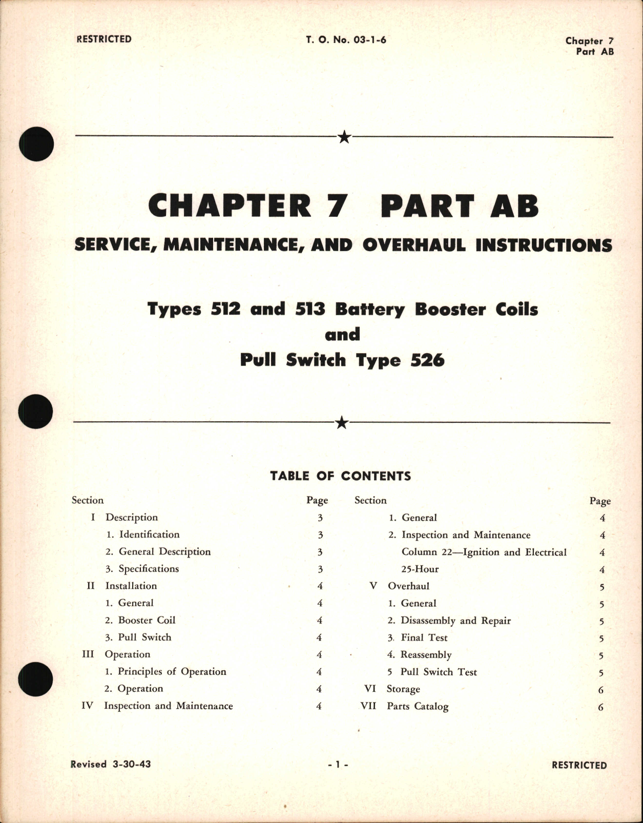 Sample page 1 from AirCorps Library document: Service, Maintenance, and Overhaul Instructions for Battery Booster Coils and Pull Switch