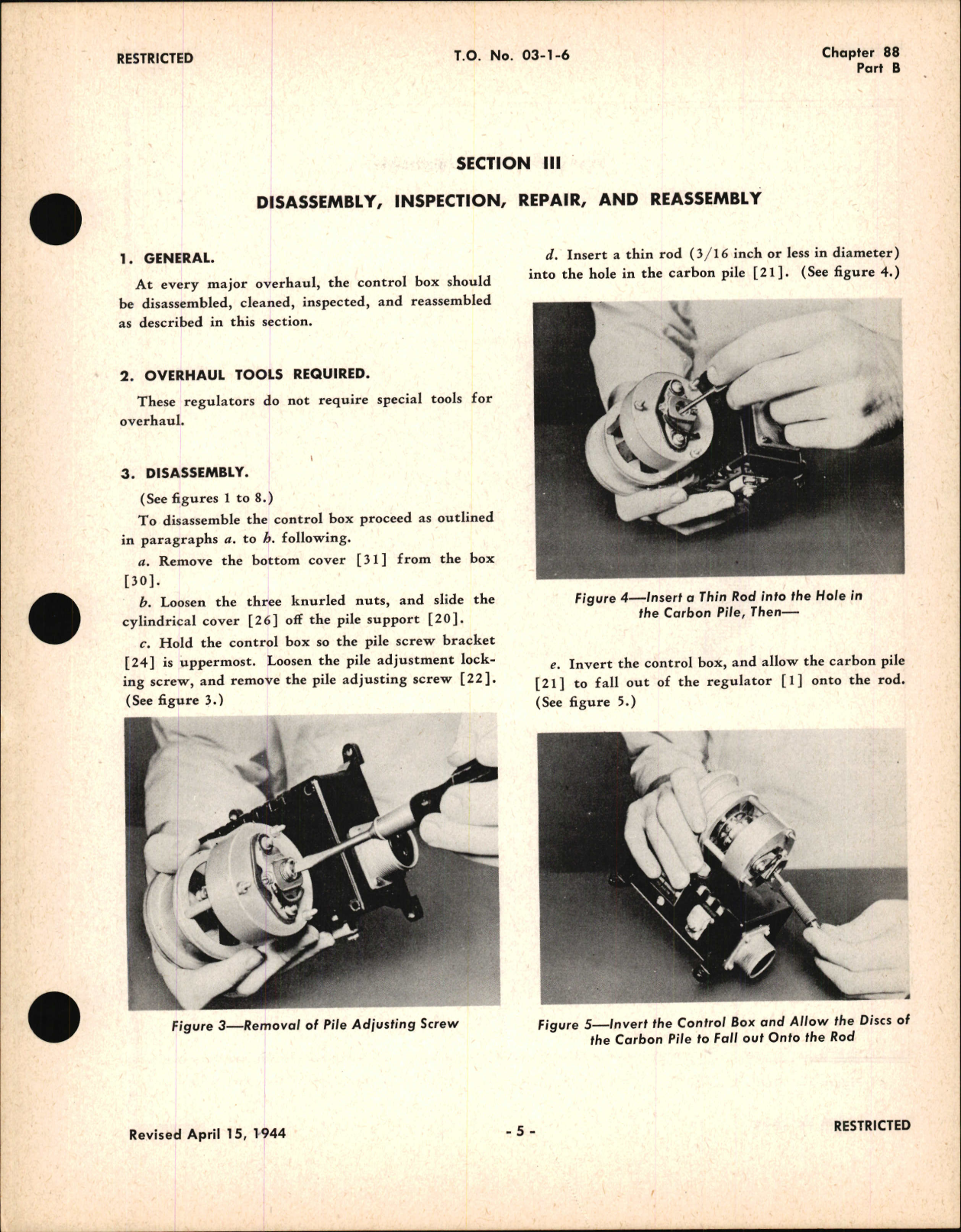 Sample page 5 from AirCorps Library document: Overhaul Instructions for D-C Carbon Pile Voltage Regulator Control Box, Type 1002 Model 1, Ch 88 Part B