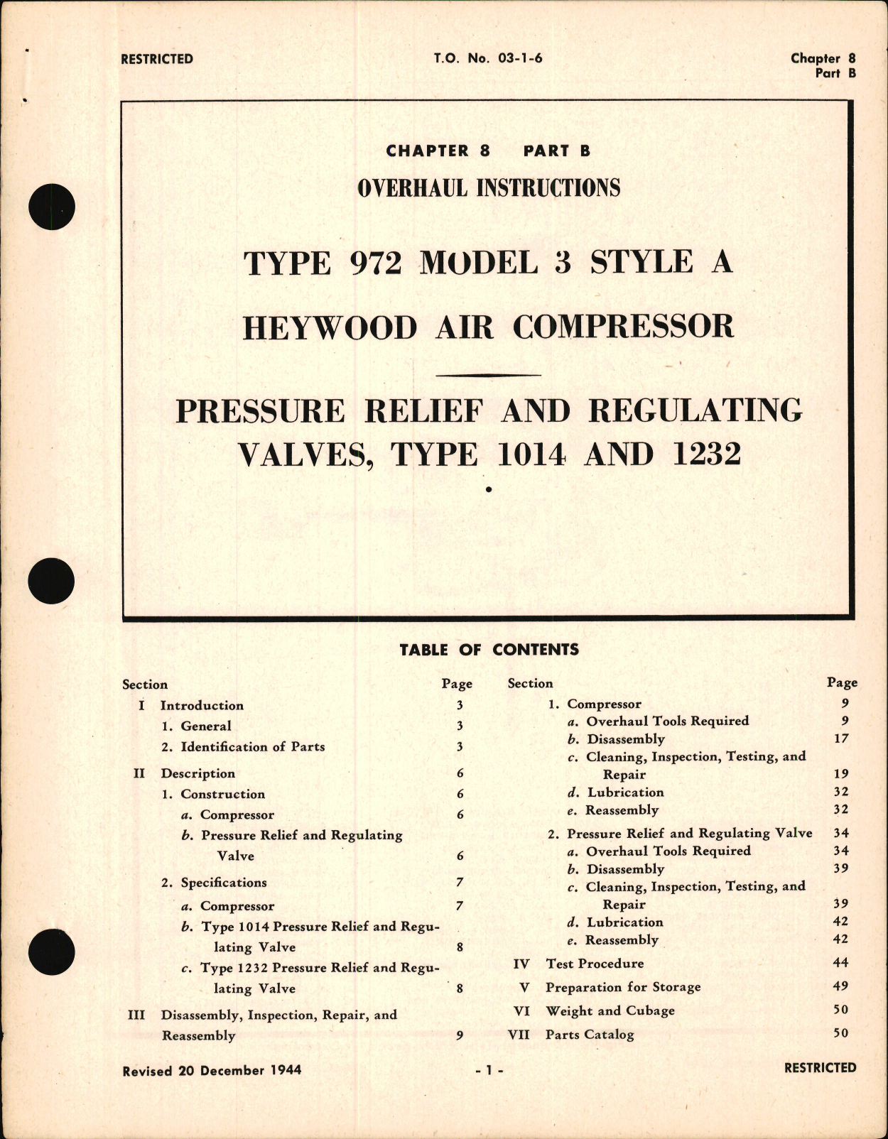 Sample page 1 from AirCorps Library document: Overhaul Instructions for Heywood Air Compressor, Pressure Relief and Regulating Valves