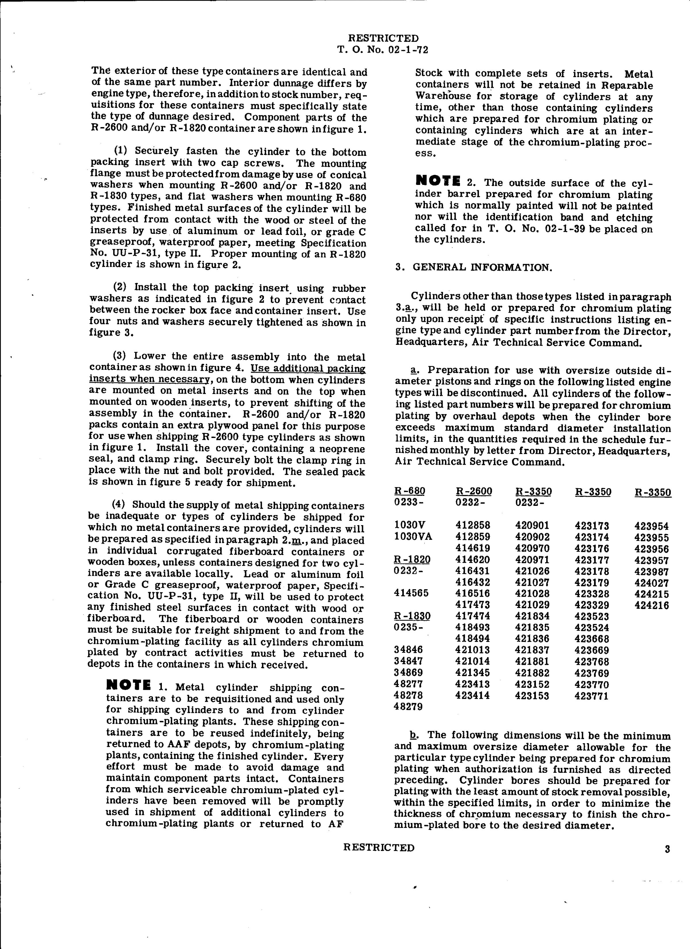 Sample page 3 from AirCorps Library document: Preparation of Aircraft Engine Cylinders for Chromium Plating