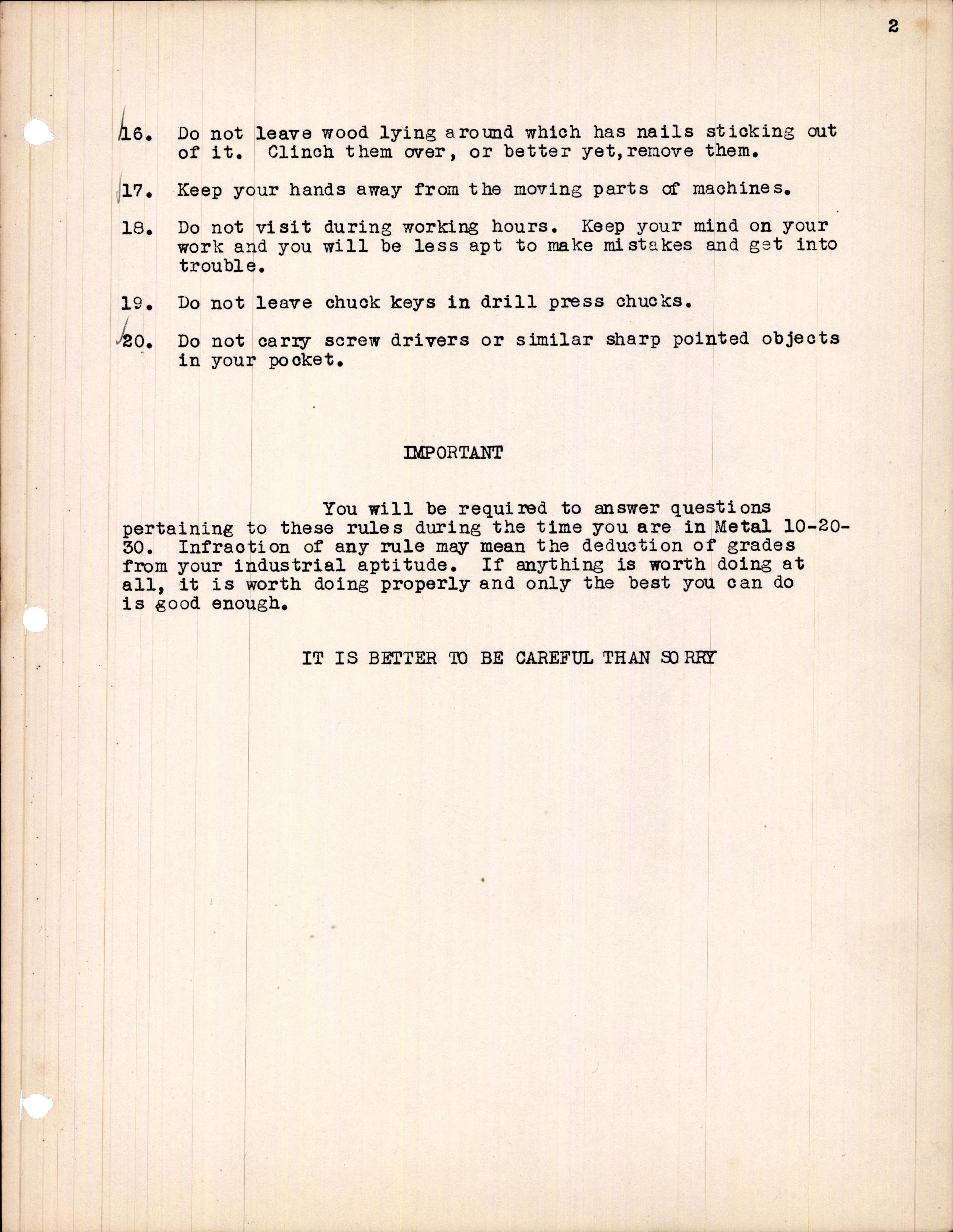Sample page 5 from AirCorps Library document: Casey Jones School of Aeronautics - Primary Metalworks