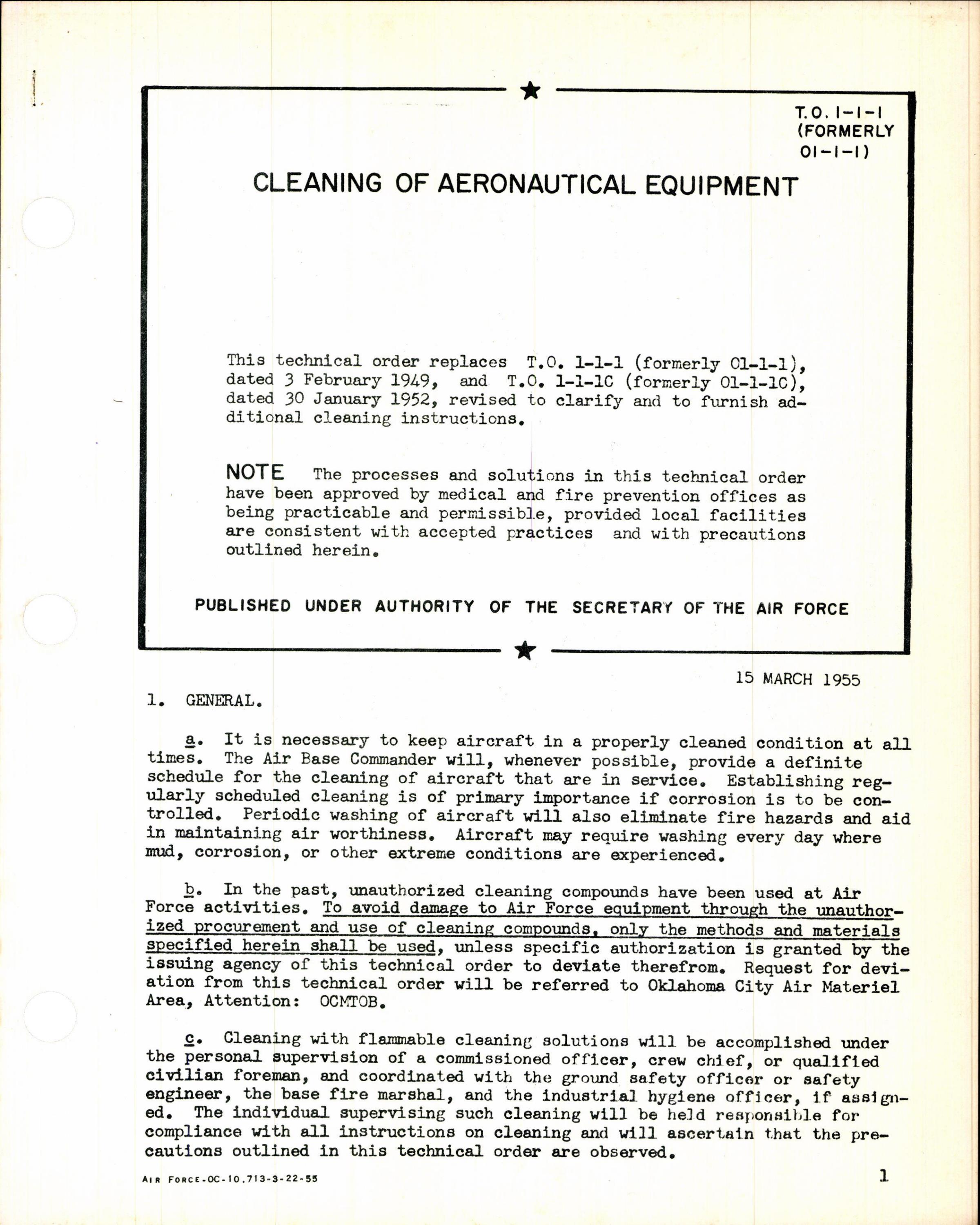 Sample page 1 from AirCorps Library document: Cleaning of Aeronautical Equipment
