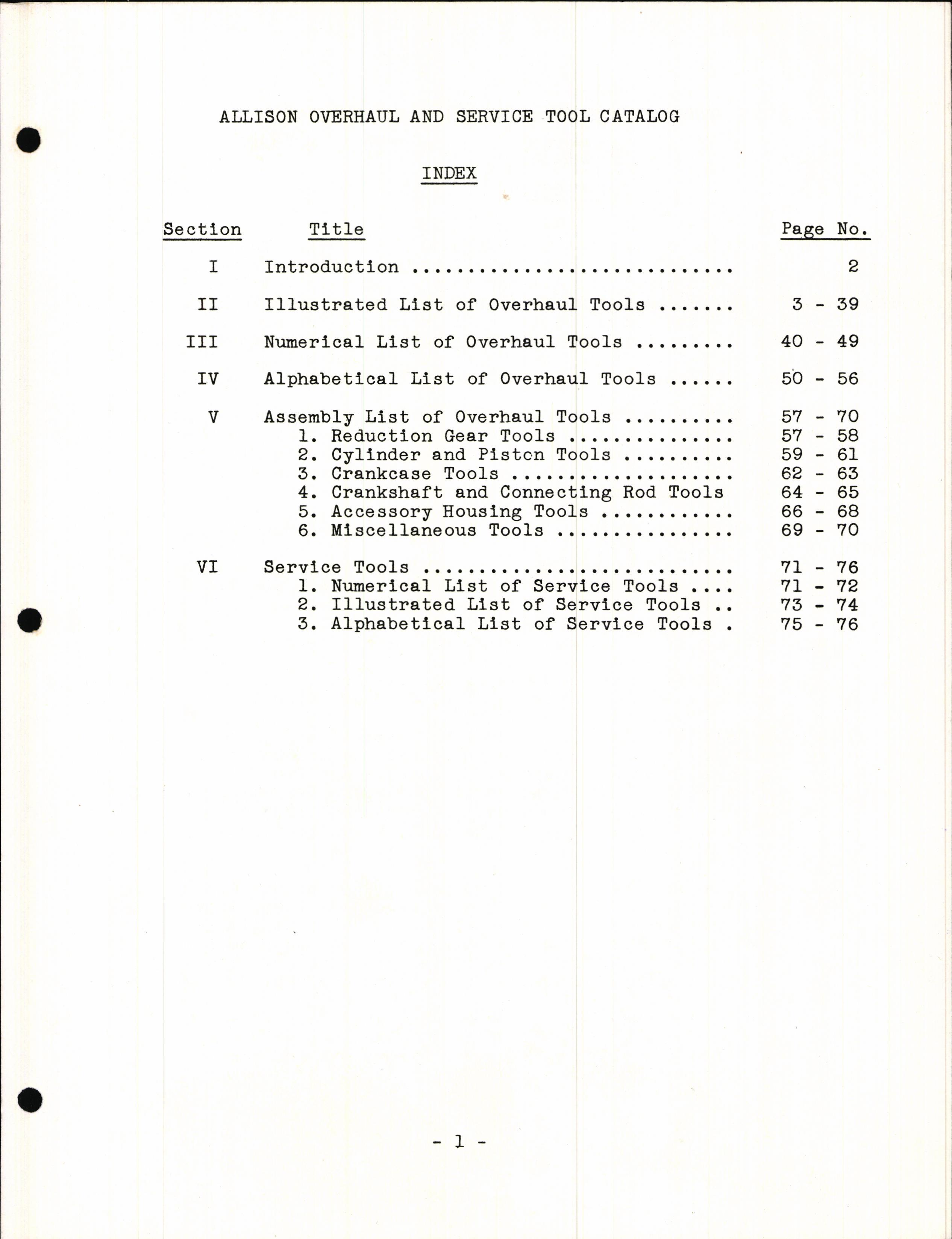 Sample page 3 from AirCorps Library document: Commercial Overhaul and Service Tool Catalog for Allison Engines