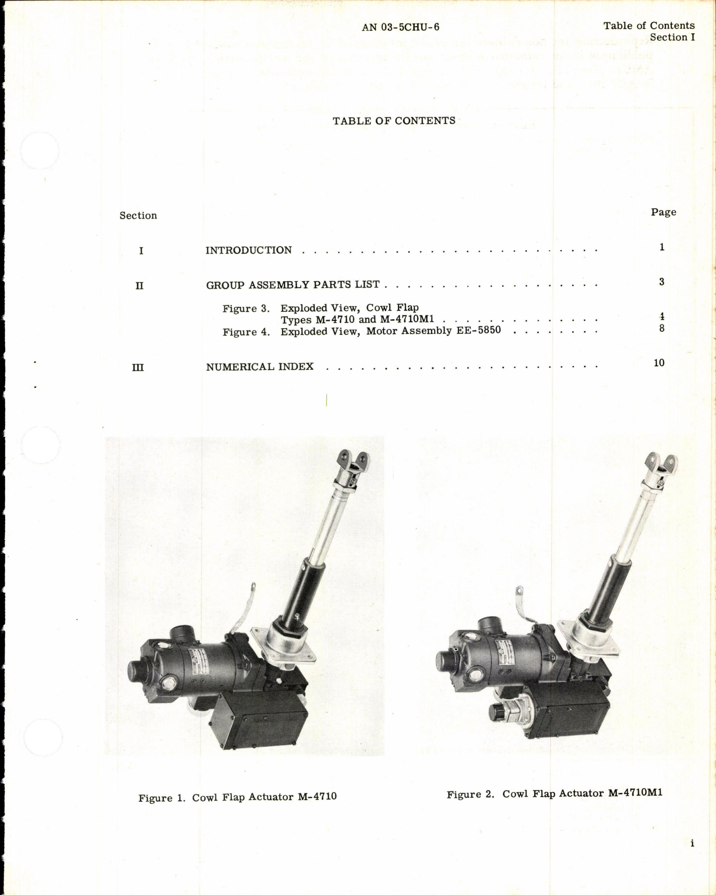Sample page 3 from AirCorps Library document: Parts Catalog Cowl Flap Actuator Part No M-4710