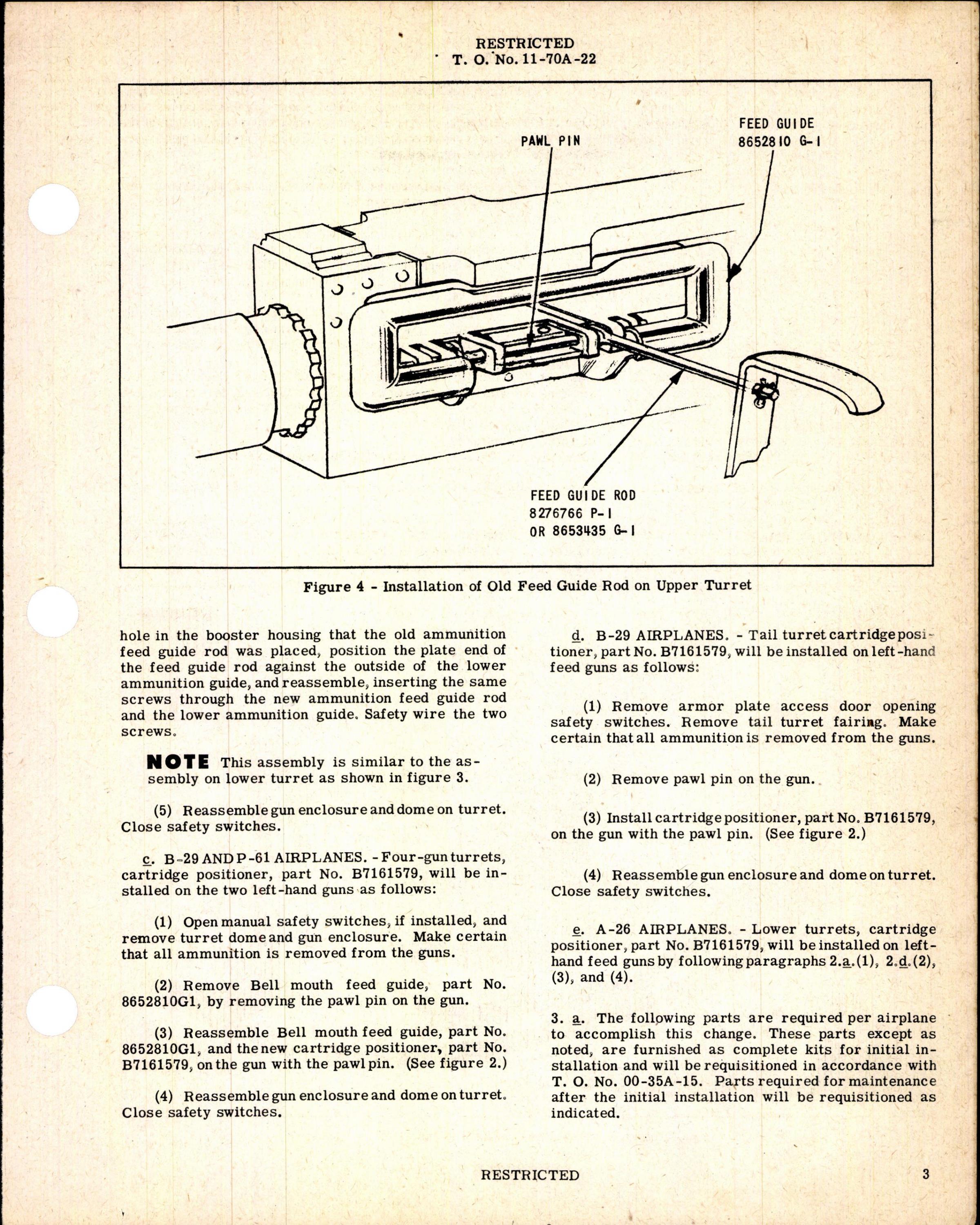 Sample page 3 from AirCorps Library document: Installation of Cartridge Positioners, Replacement of Feed Guide Rods