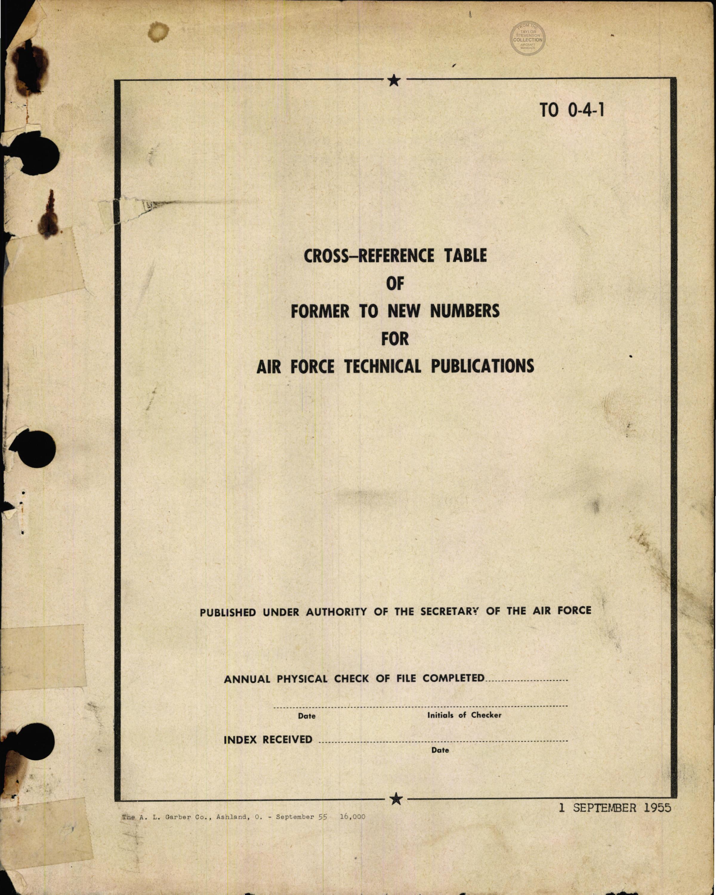 Sample page 1 from AirCorps Library document: Cross Reference Table of Former to New Numbers