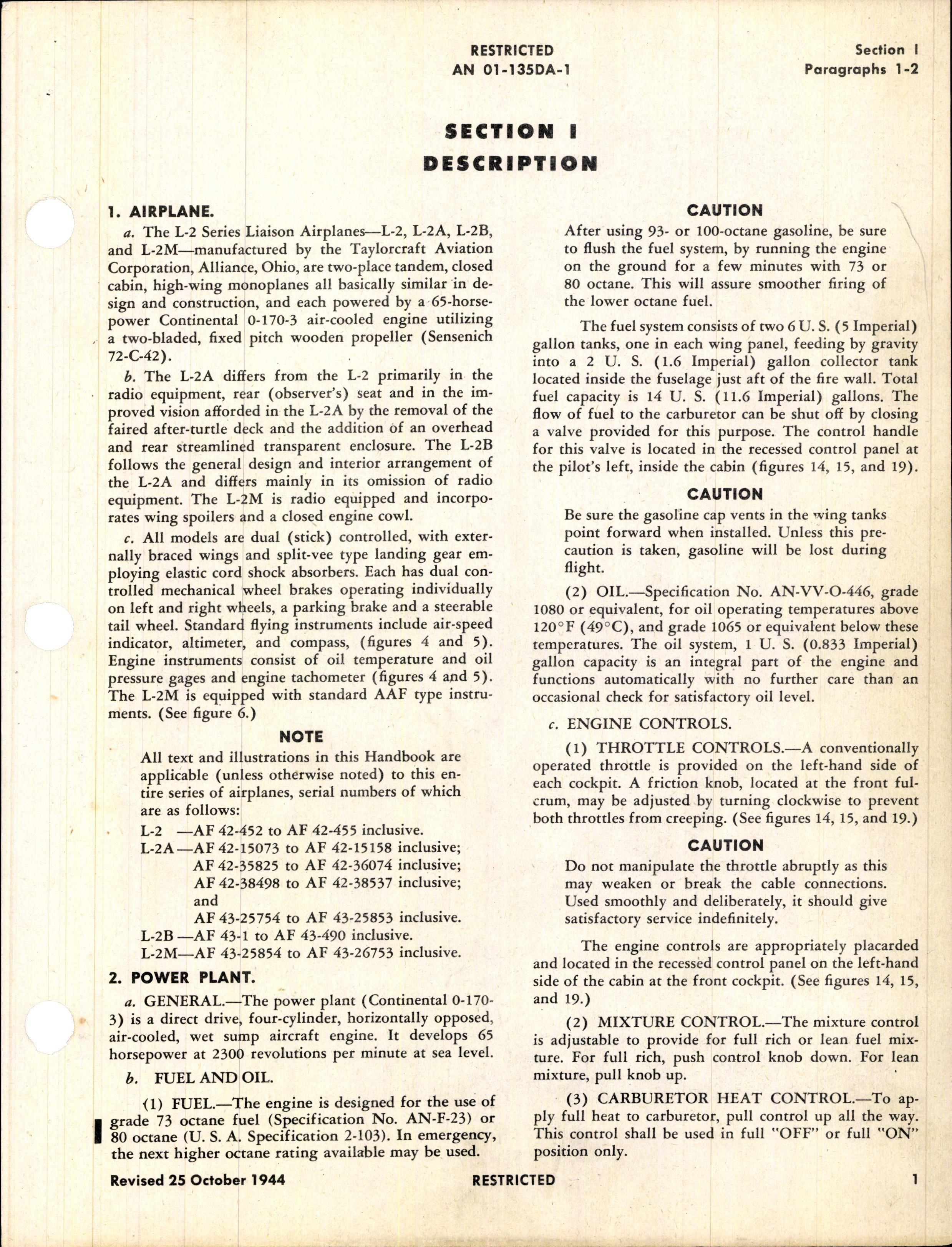 Sample page 5 from AirCorps Library document: Pilot's Flight Operating Instructions for L-2, L-2A, L-2B, and L-2M Airplanes