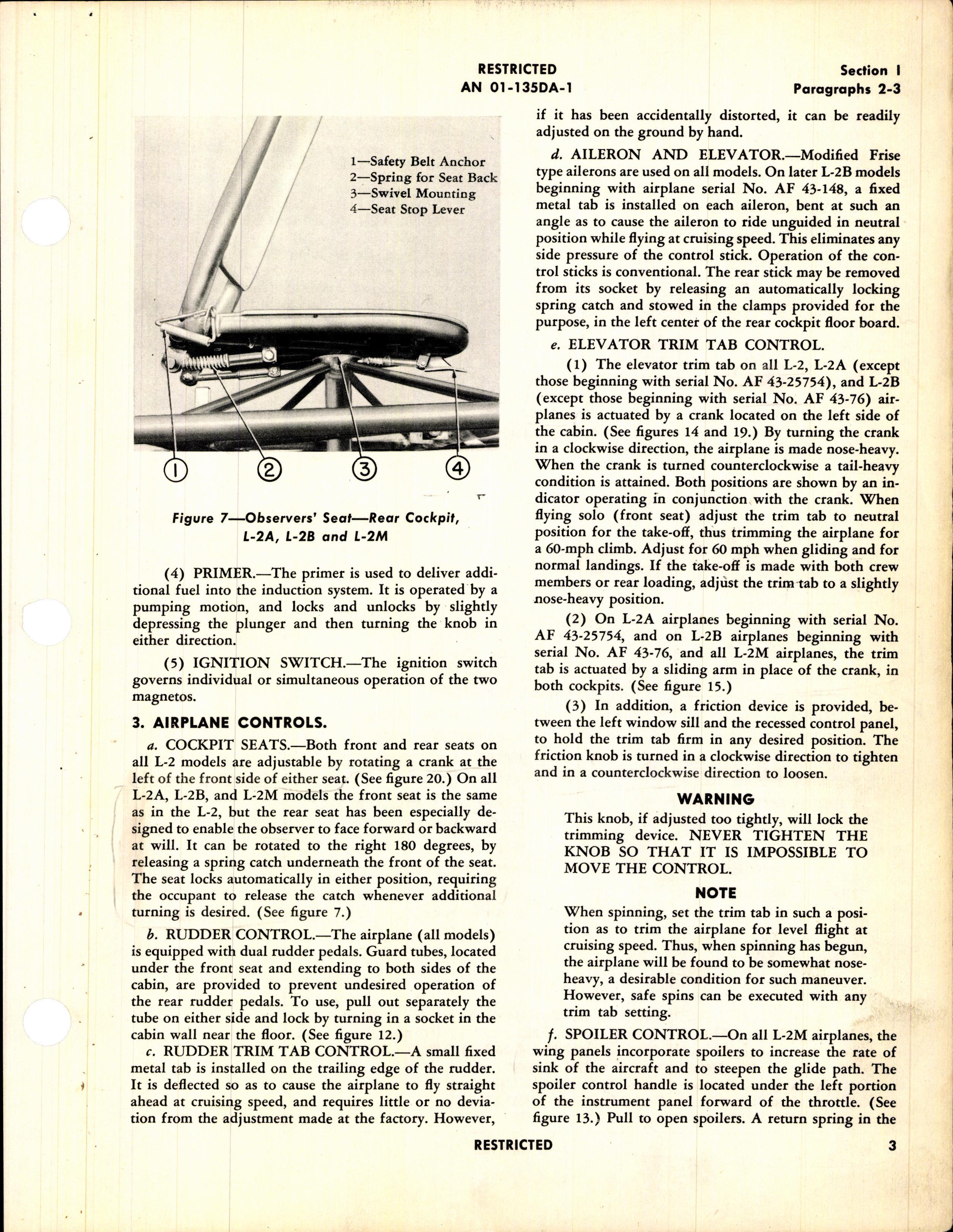 Sample page 7 from AirCorps Library document: Pilot's Flight Operating Instructions for L-2, L-2A, L-2B, and L-2M Airplanes