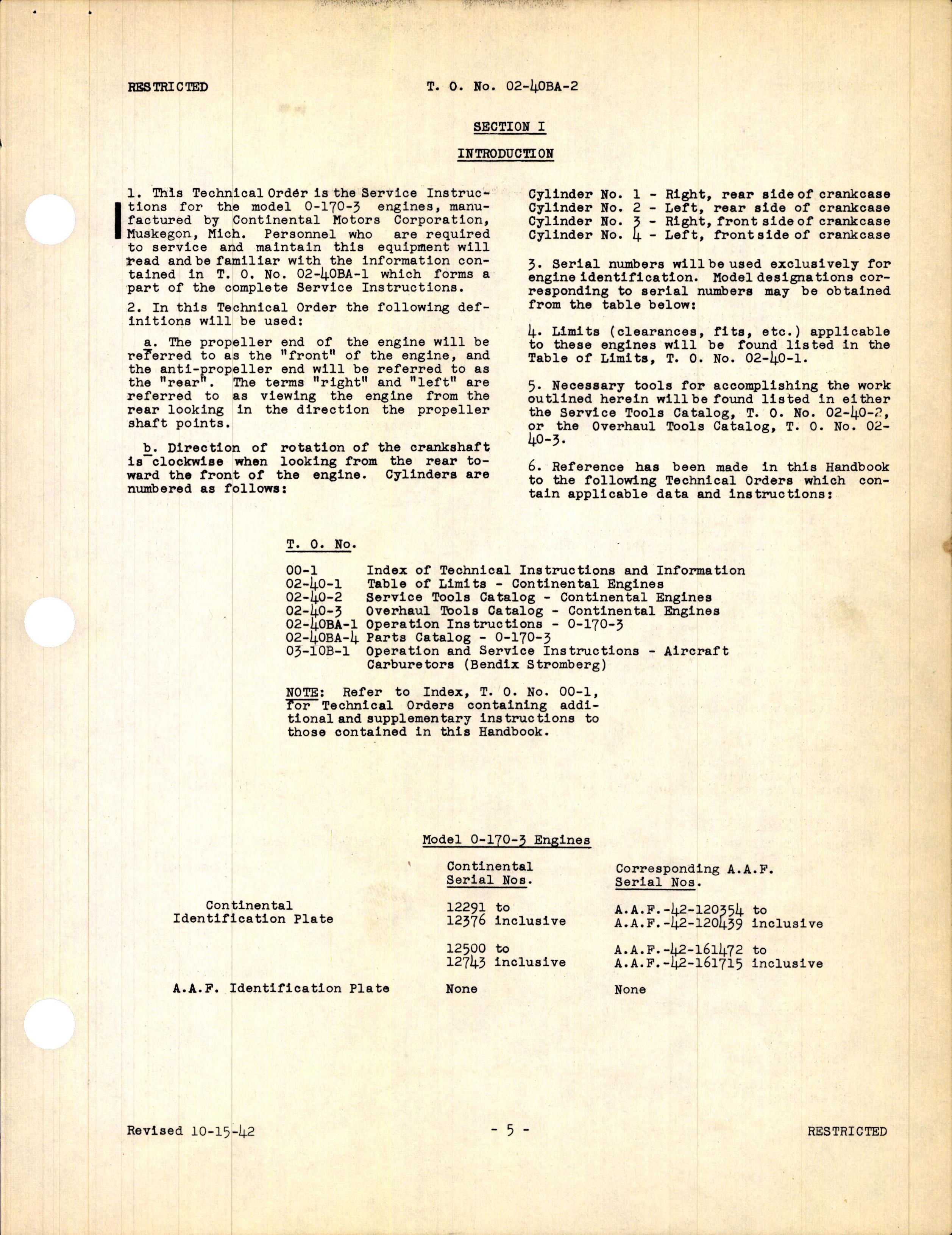 Sample page 7 from AirCorps Library document: Service Instructions for the Model 0-170-3 Engine & Associated Models