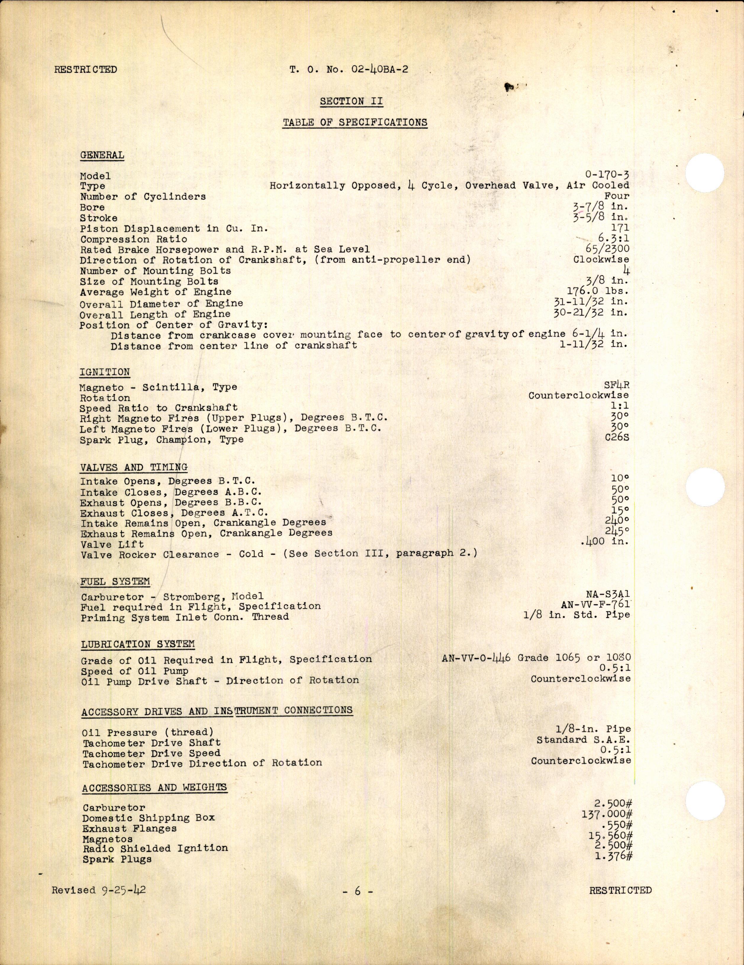 Sample page 8 from AirCorps Library document: Service Instructions for the Model 0-170-3 Engine & Associated Models