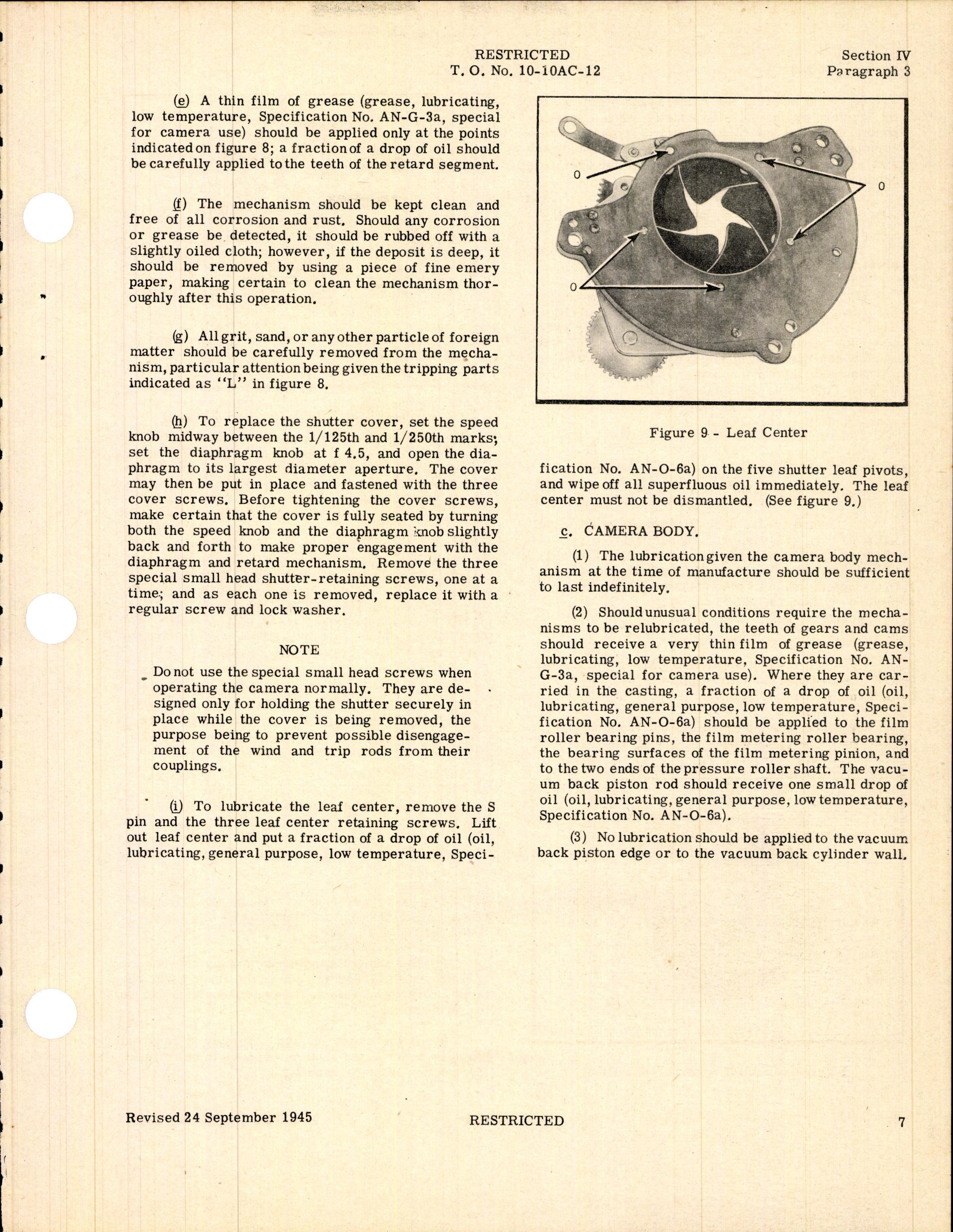 Sample page 9 from AirCorps Library document: Oper, Service & Overhaul w/ Parts Catalog for Type K-20 Aircraft Camera