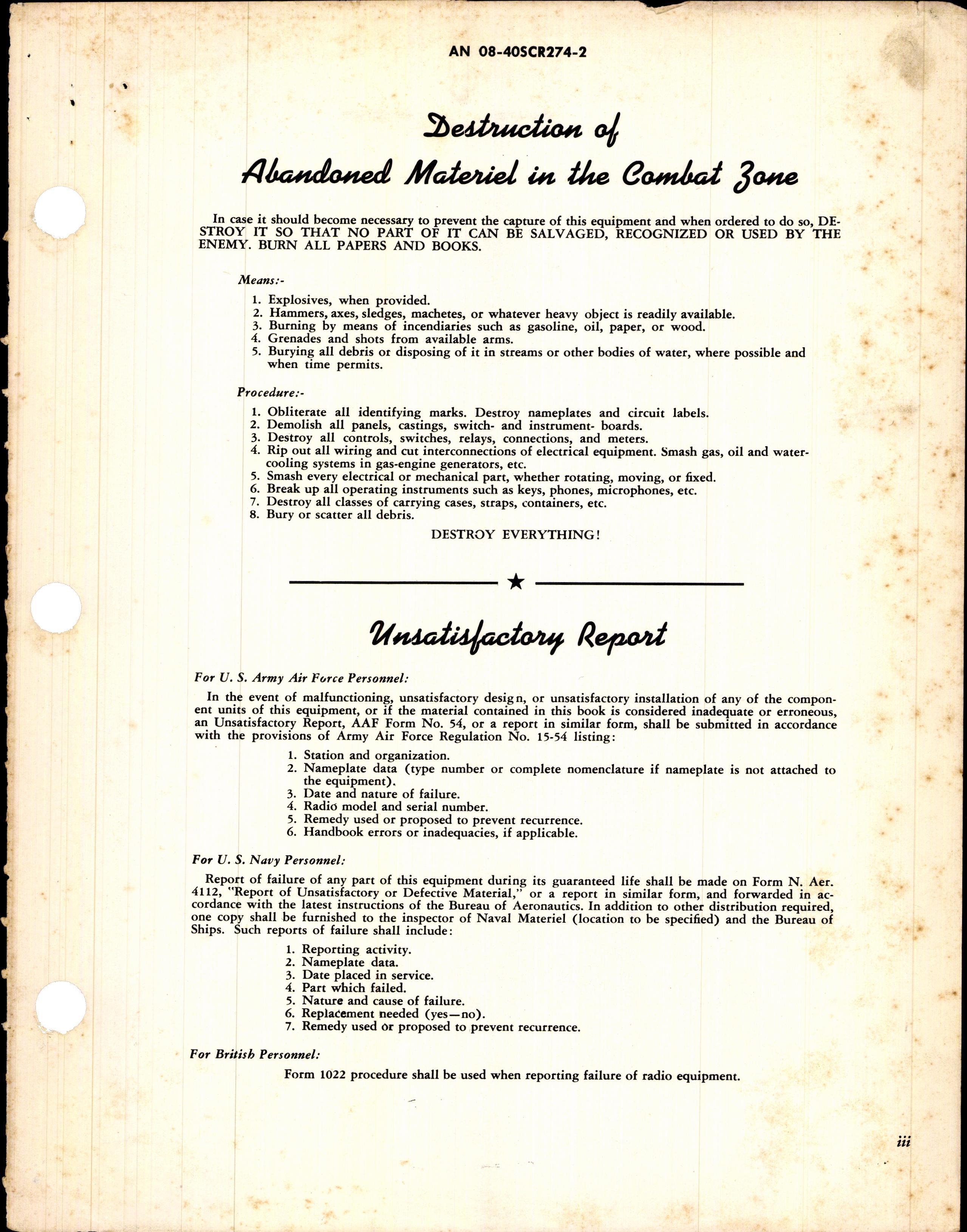 Sample page 5 from AirCorps Library document: Operating Instructions for Radio Set SCR-274-N
