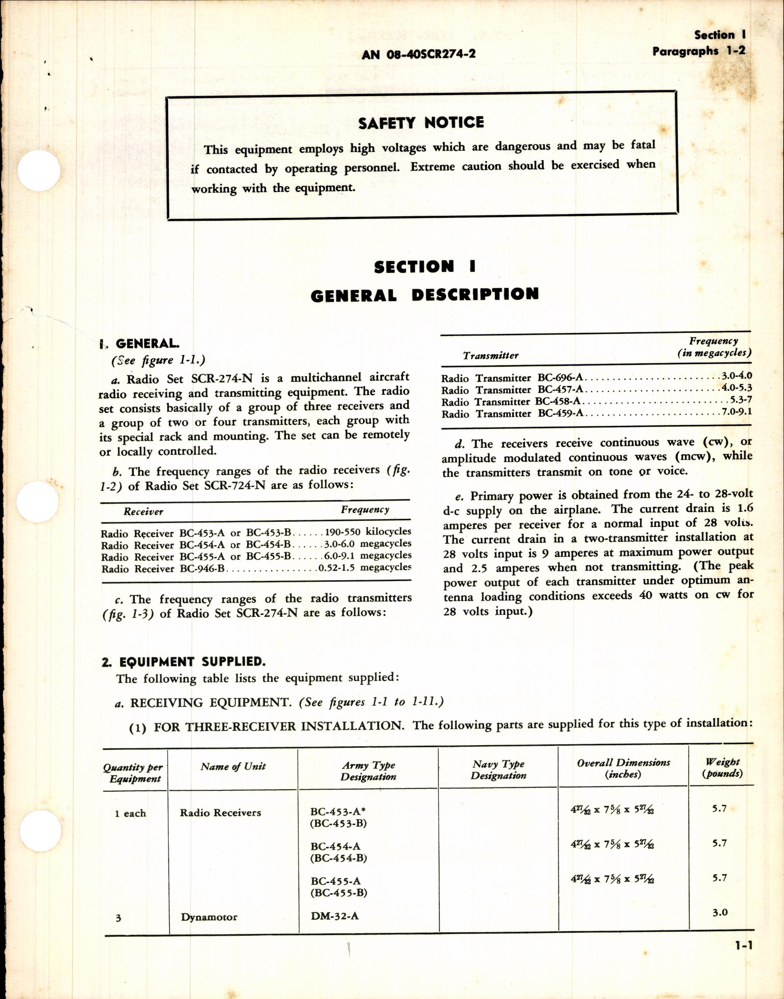 Sample page 7 from AirCorps Library document: Operating Instructions for Radio Set SCR-274-N