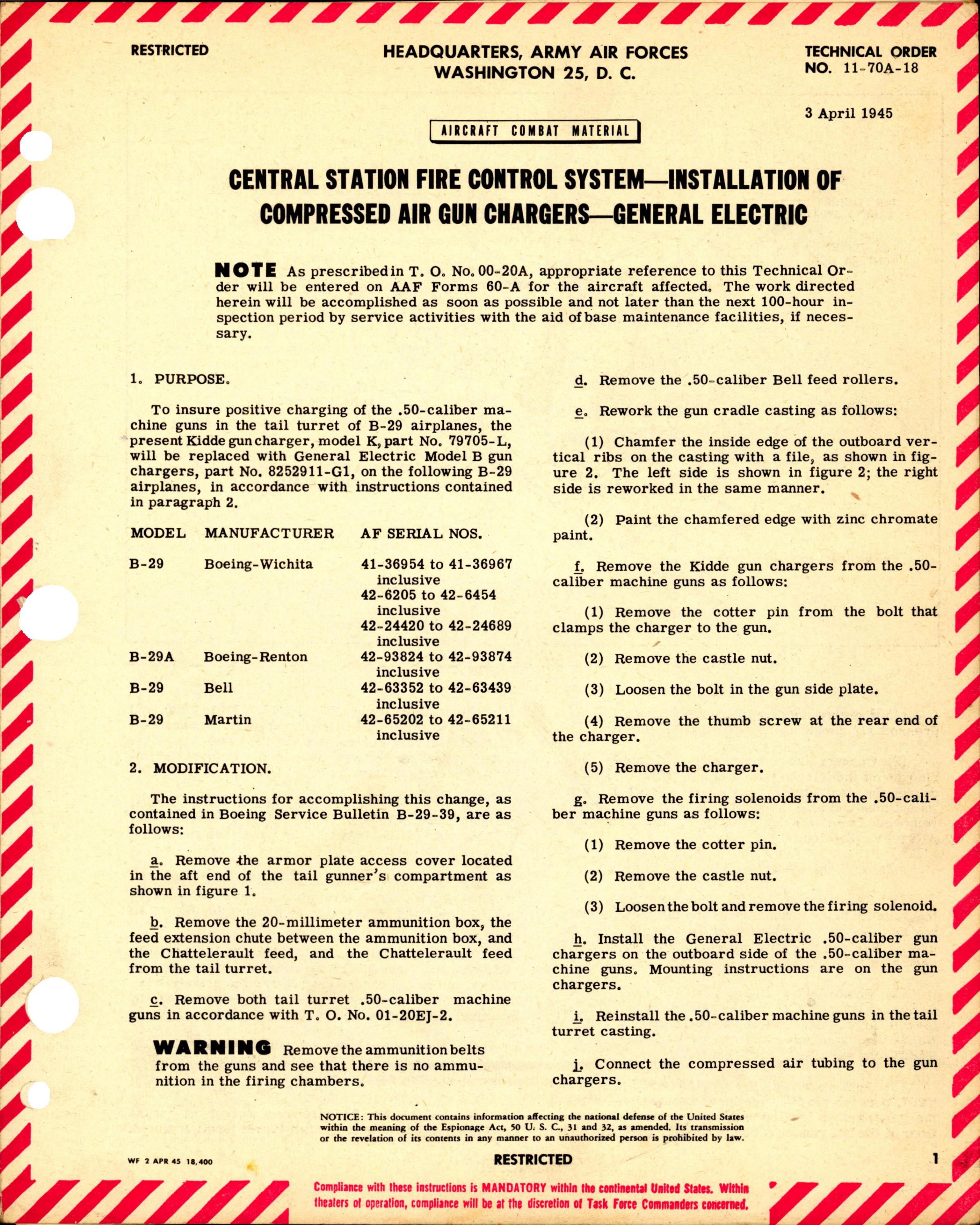 Sample page 1 from AirCorps Library document: Installation of Compressed Air Gun Chargers