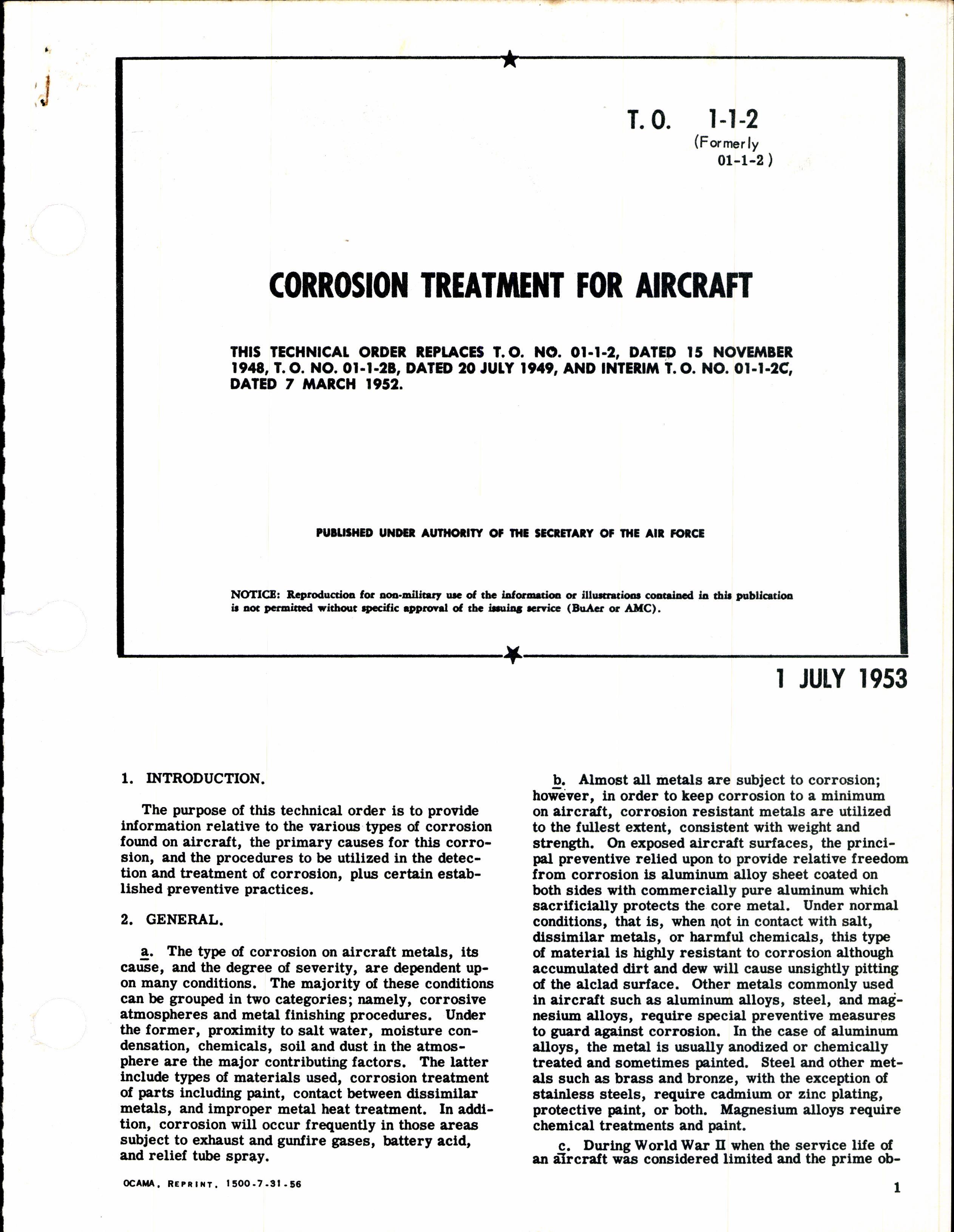 Sample page 1 from AirCorps Library document: Corrosion Treatment for Aircraft